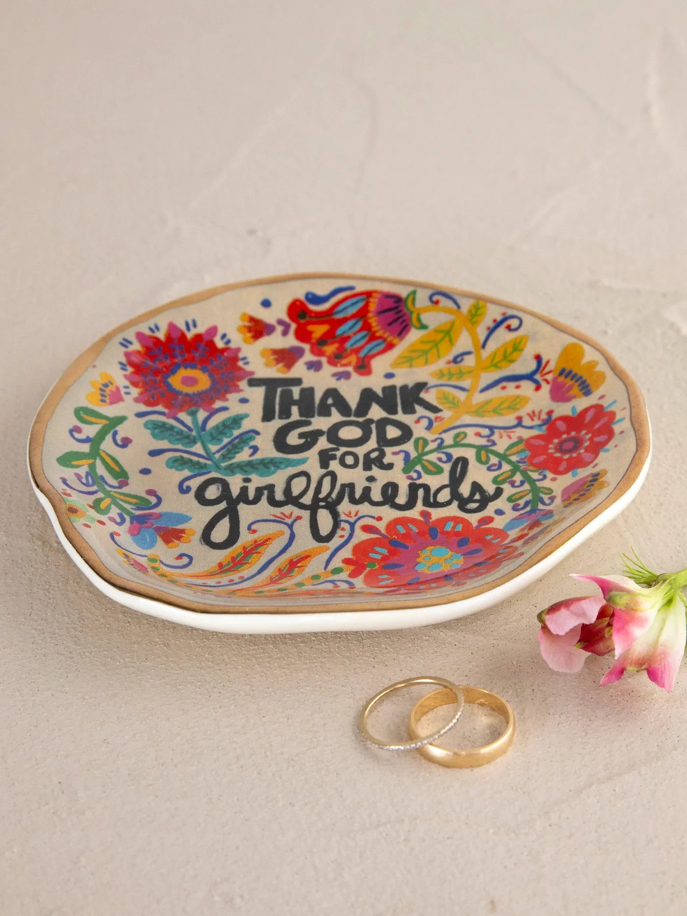 Ceramic Trinket Dish - Thank God For Girlfriends