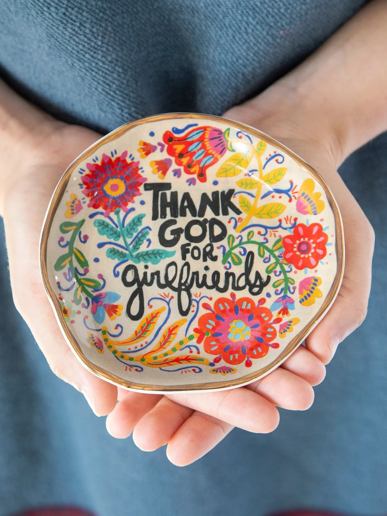 Ceramic Trinket Dish - Thank God For Girlfriends