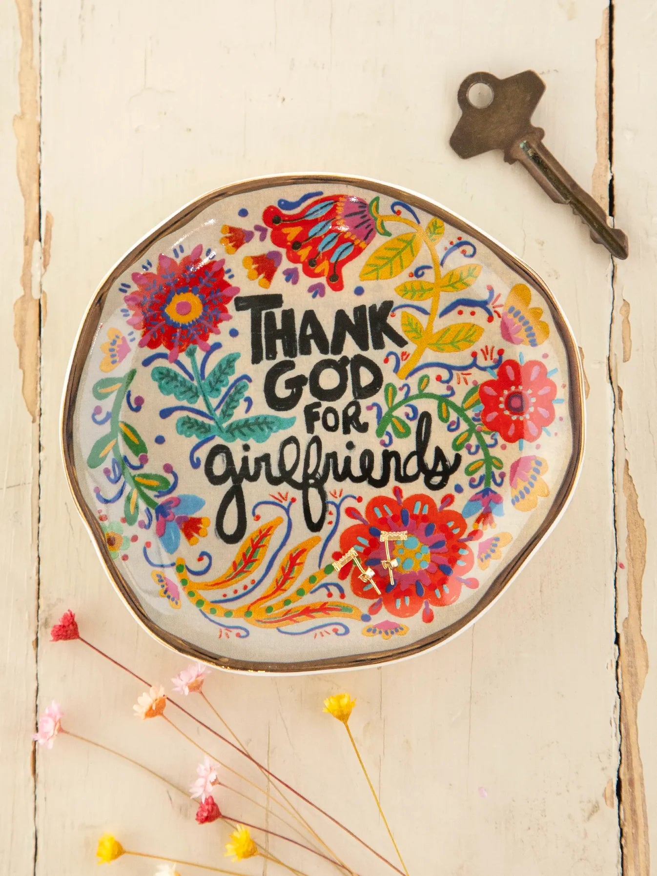 Ceramic Trinket Dish - Thank God For Girlfriends