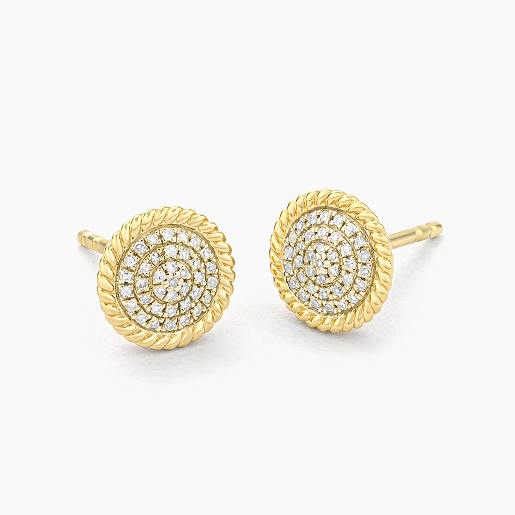 Diamond Circle Rope Stud Earrings