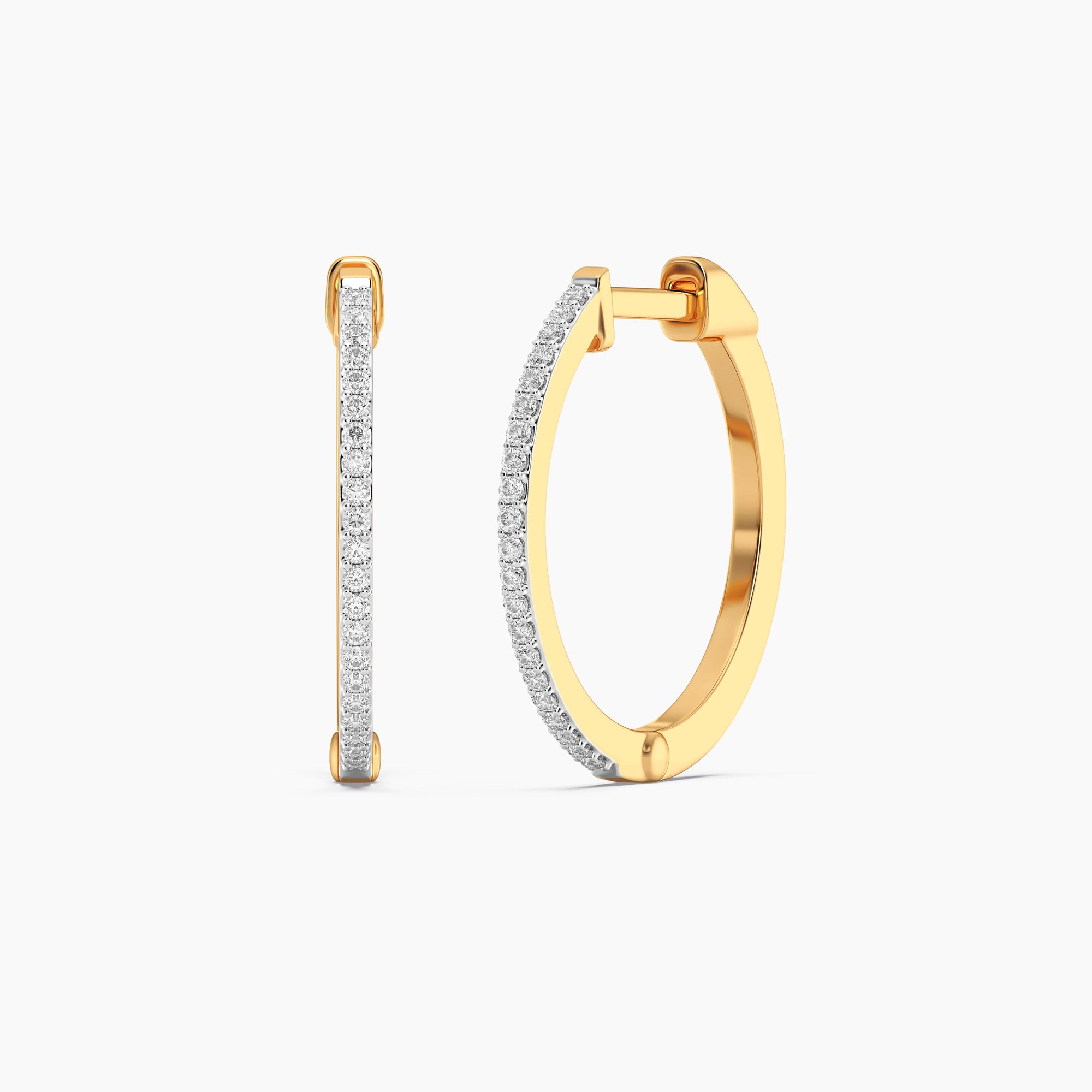 Large Classic Pave Diamond Huggie Earrings