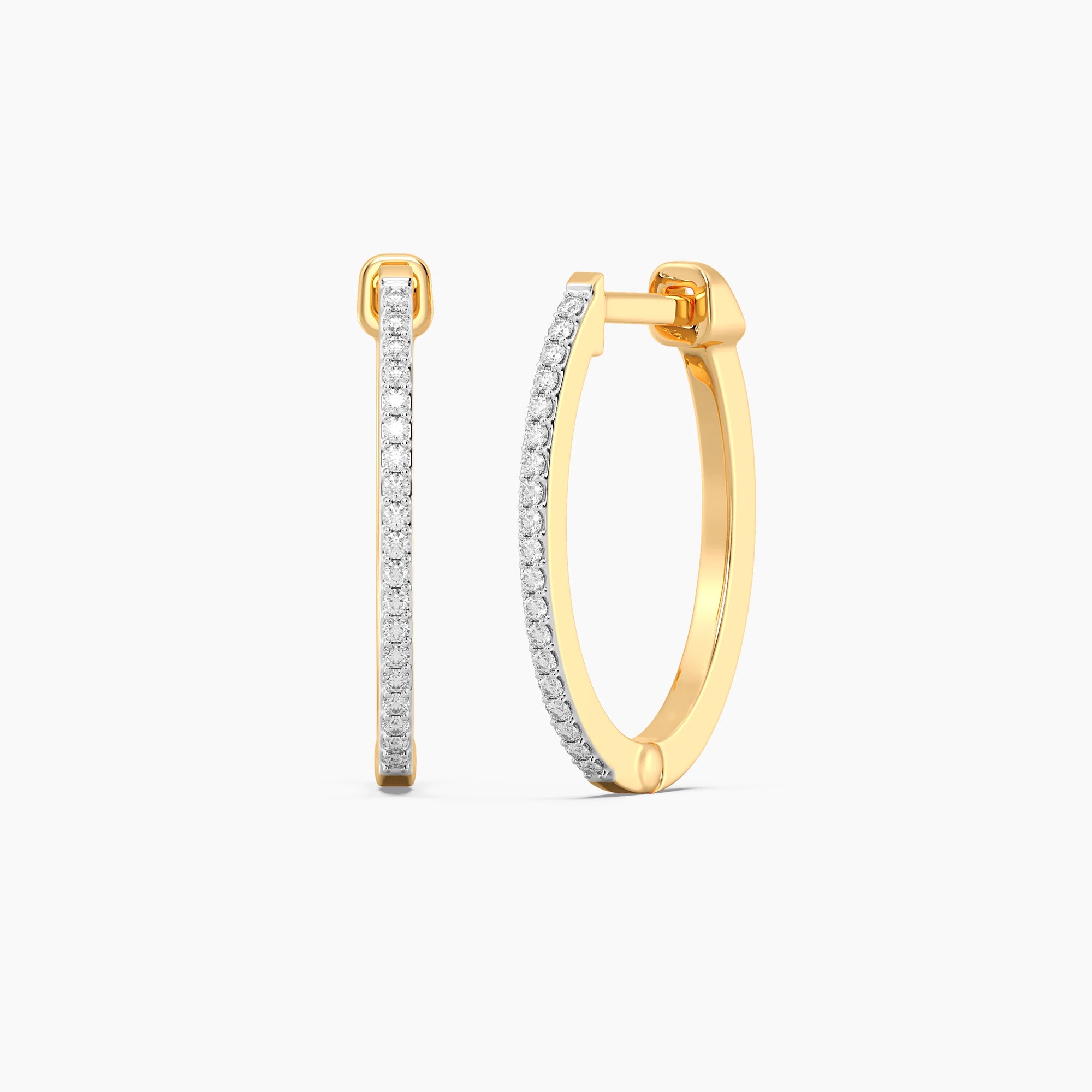 Slim Large Pave Diamond Huggie Earrings