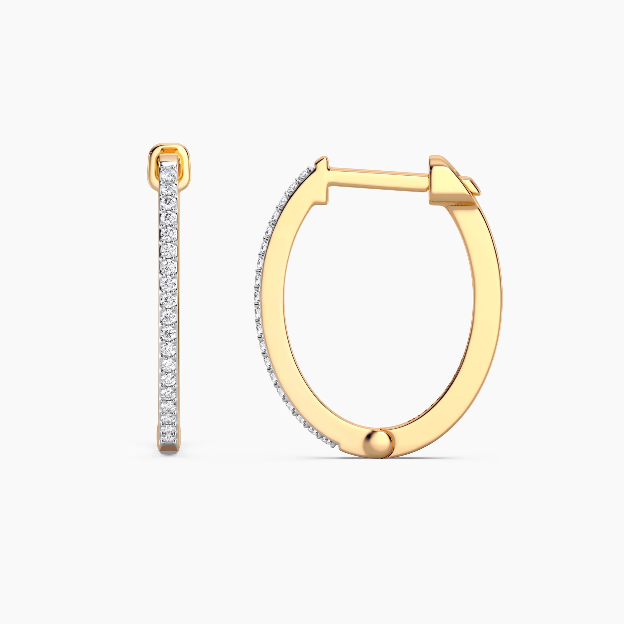 Slim Large Pave Diamond Huggie Earrings