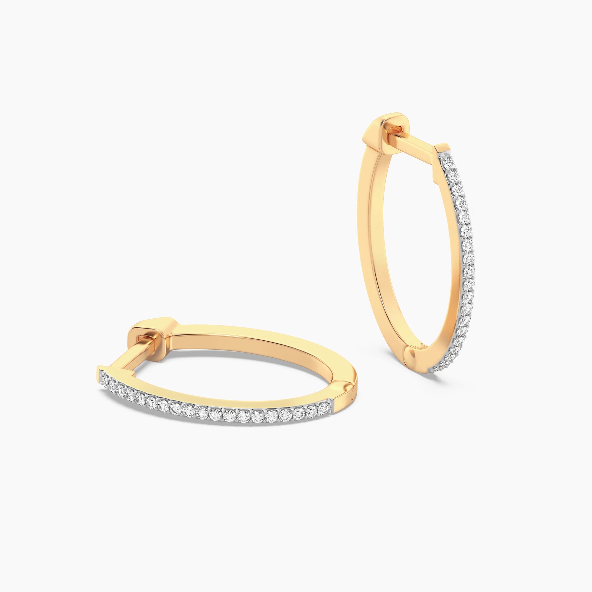Slim Large Pave Diamond Huggie Earrings
