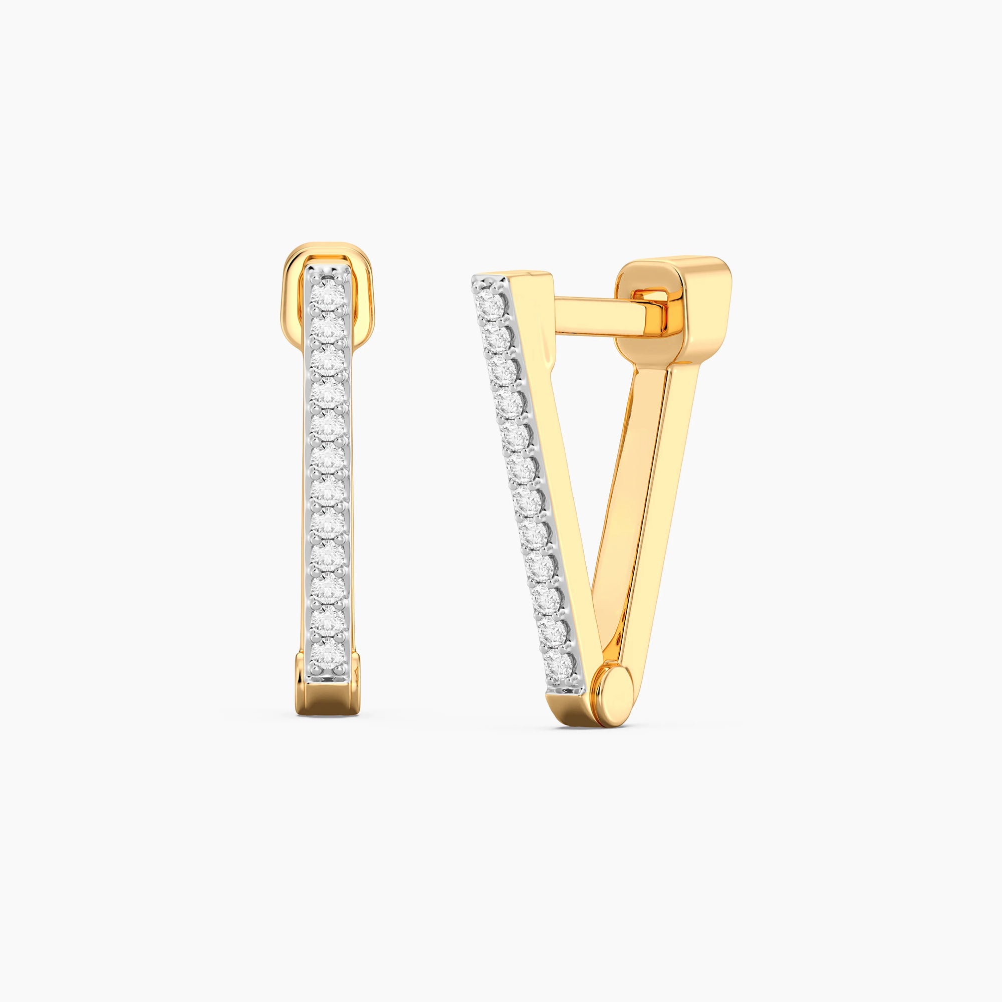 Small Wishbone V-shaped Diamond Huggie Earrings