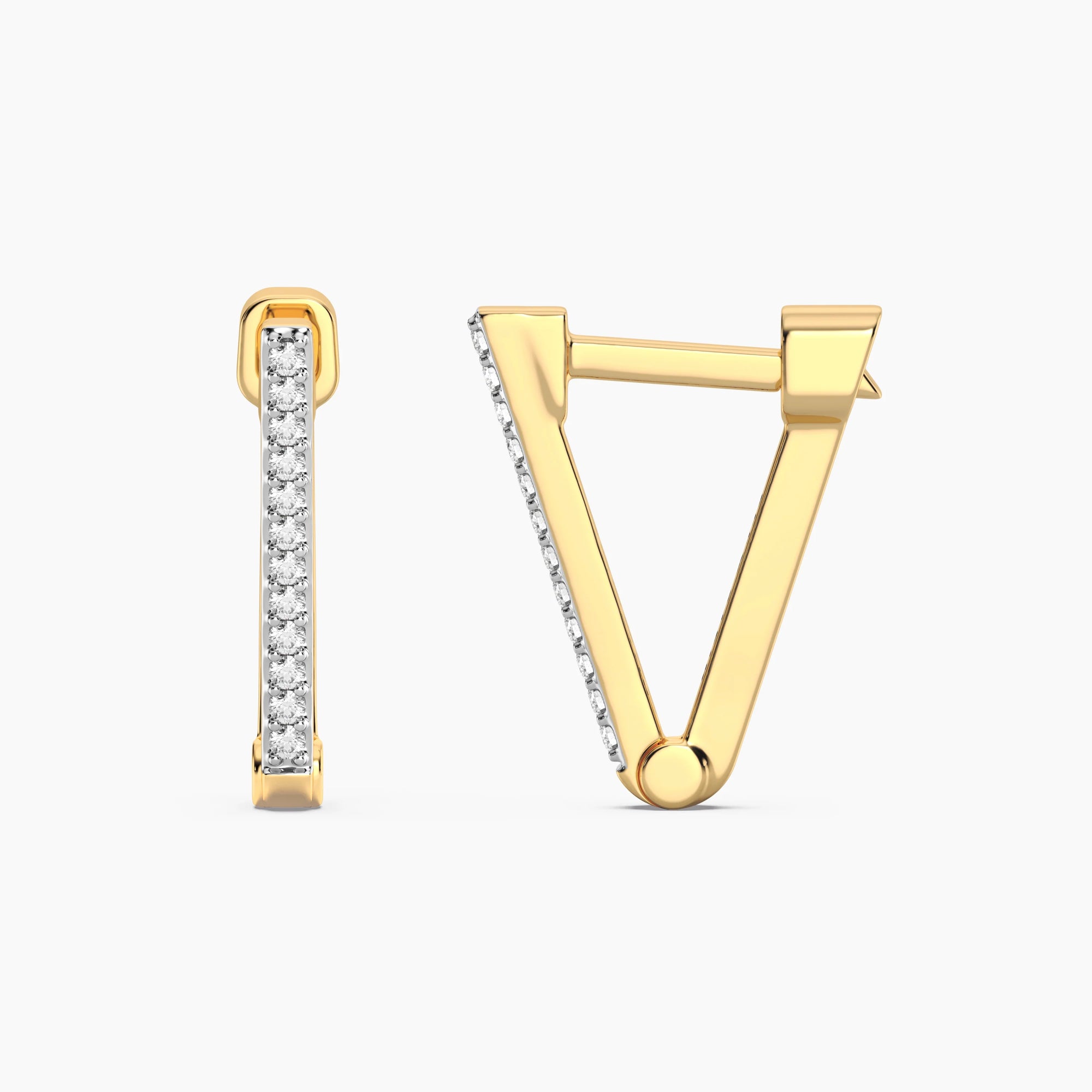 Small Wishbone V-shaped Diamond Huggie Earrings