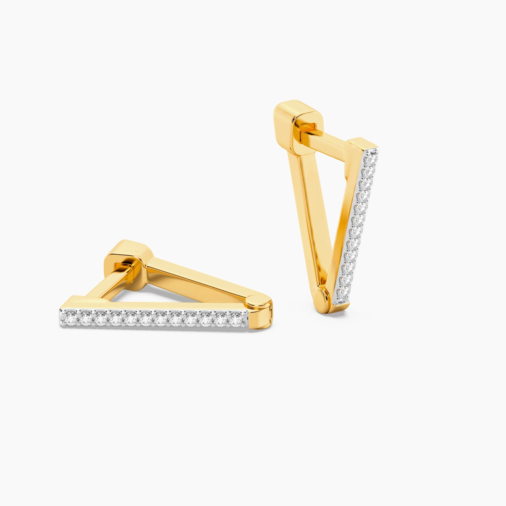 Small Wishbone V-shaped Diamond Huggie Earrings