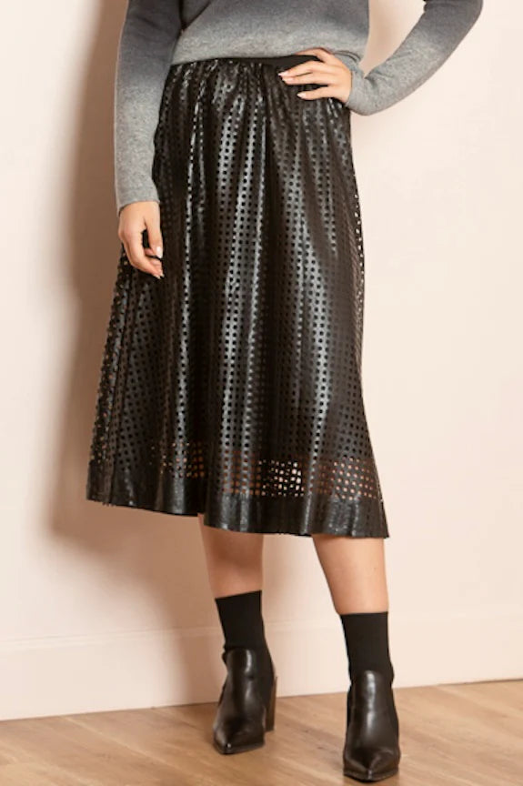Perforated Leather Skirt