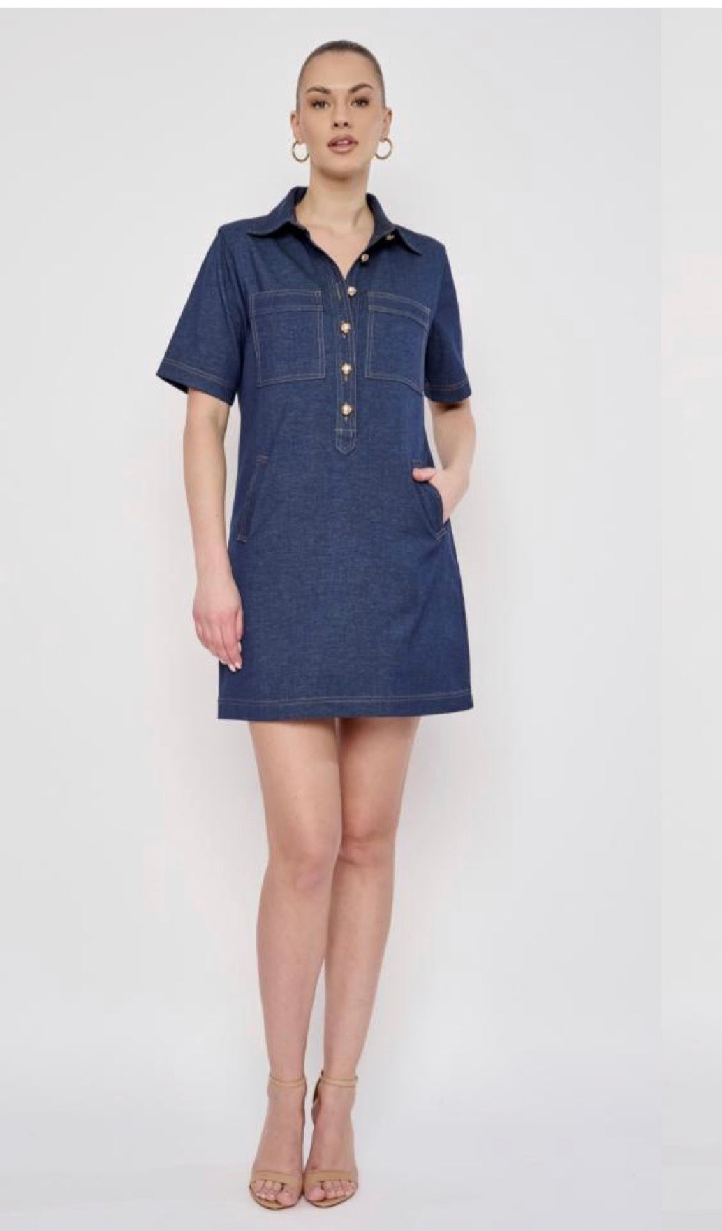 Short Sleeve Denim Dress