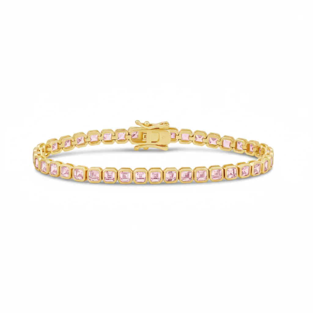 Color Stones Square Bezel Tennis Bracelet