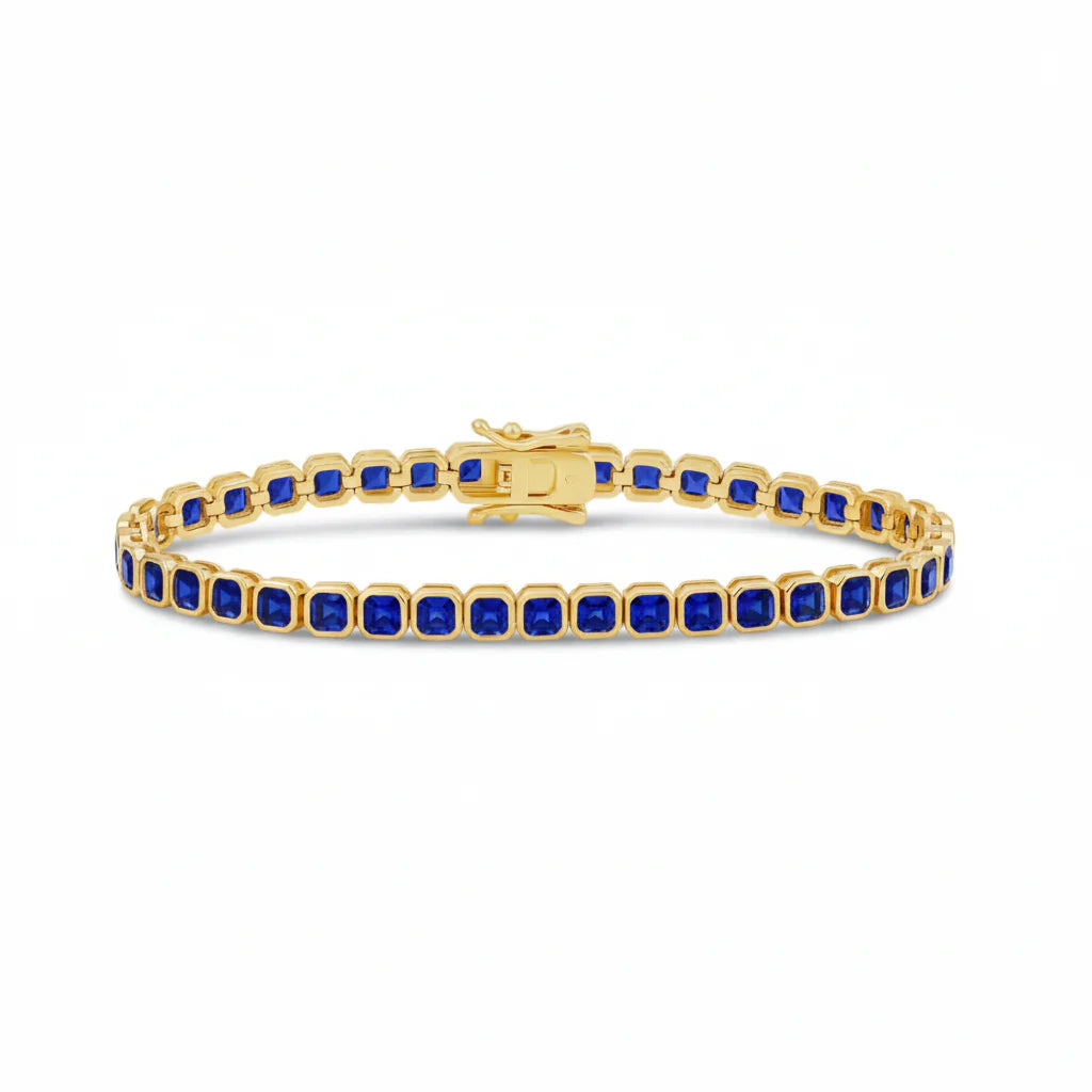 Color Stones Square Bezel Tennis Bracelet