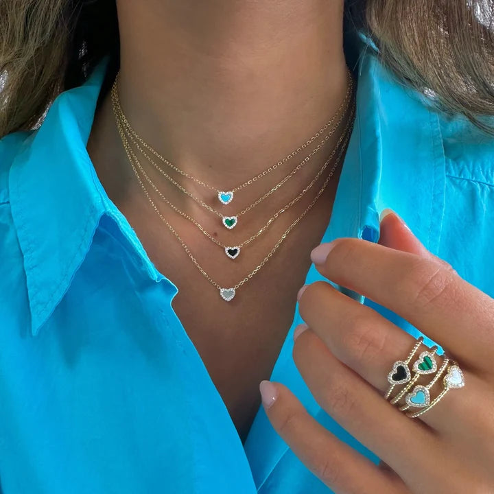 Tiny Gemstone Heart Necklace
