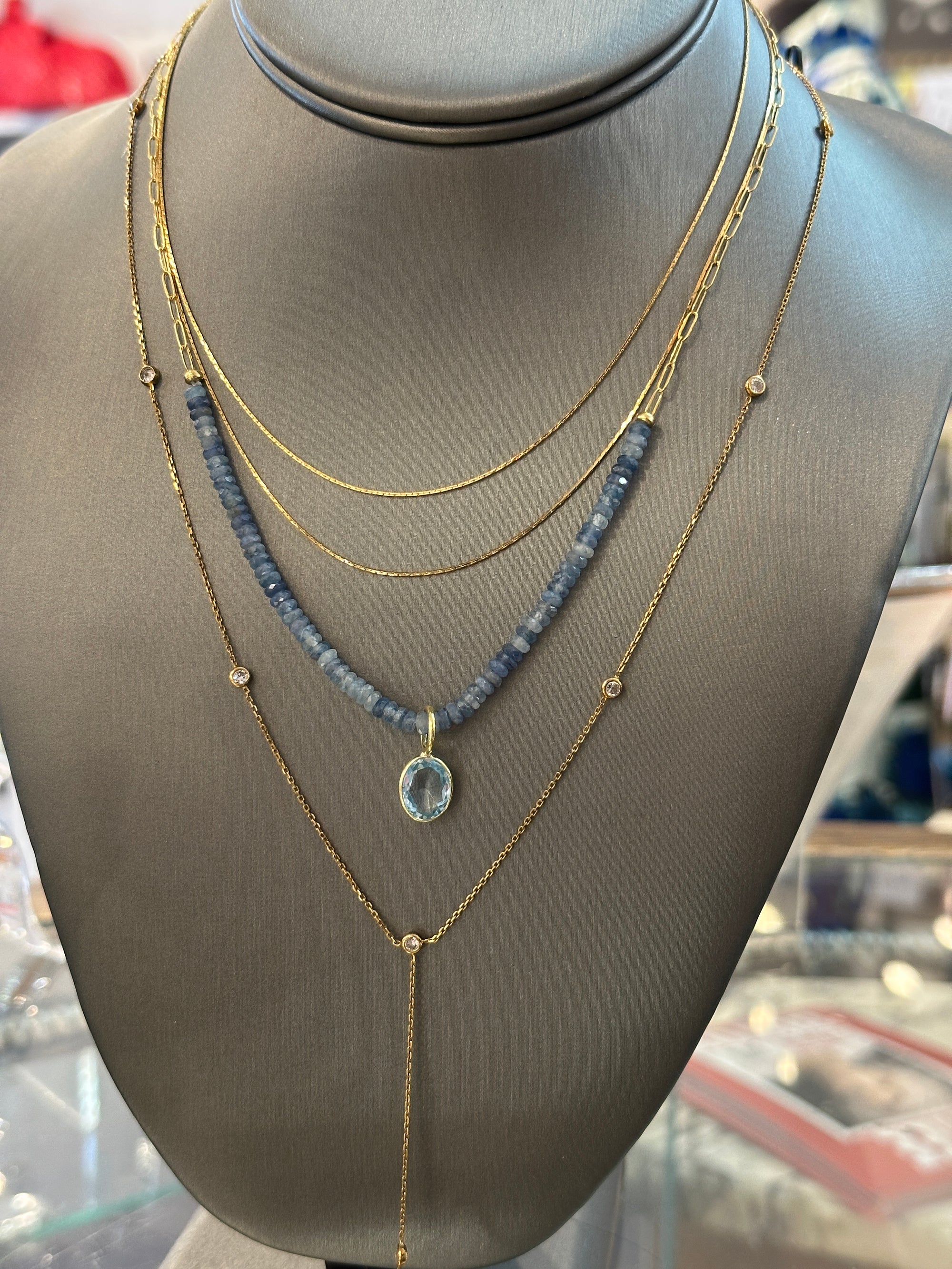 Blue Topaz & Kyanite Necklace