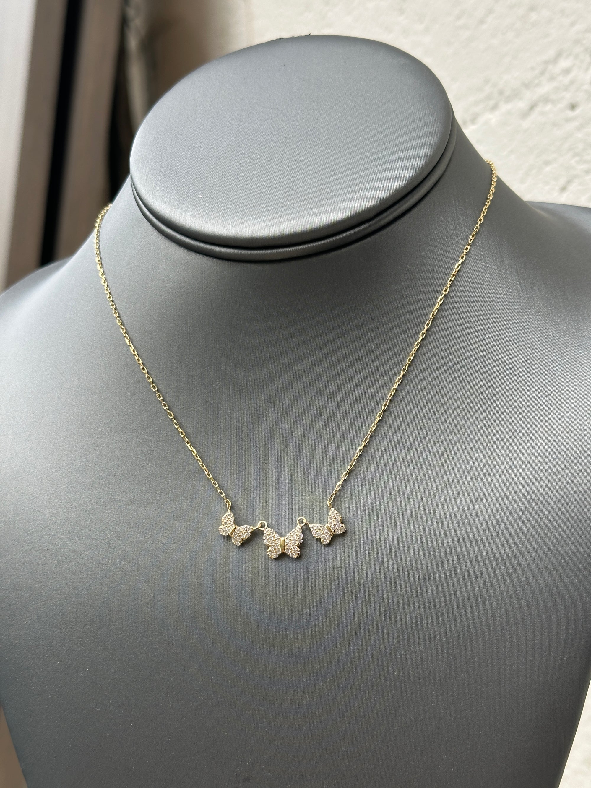 CZ Ridged Butterfly Necklace