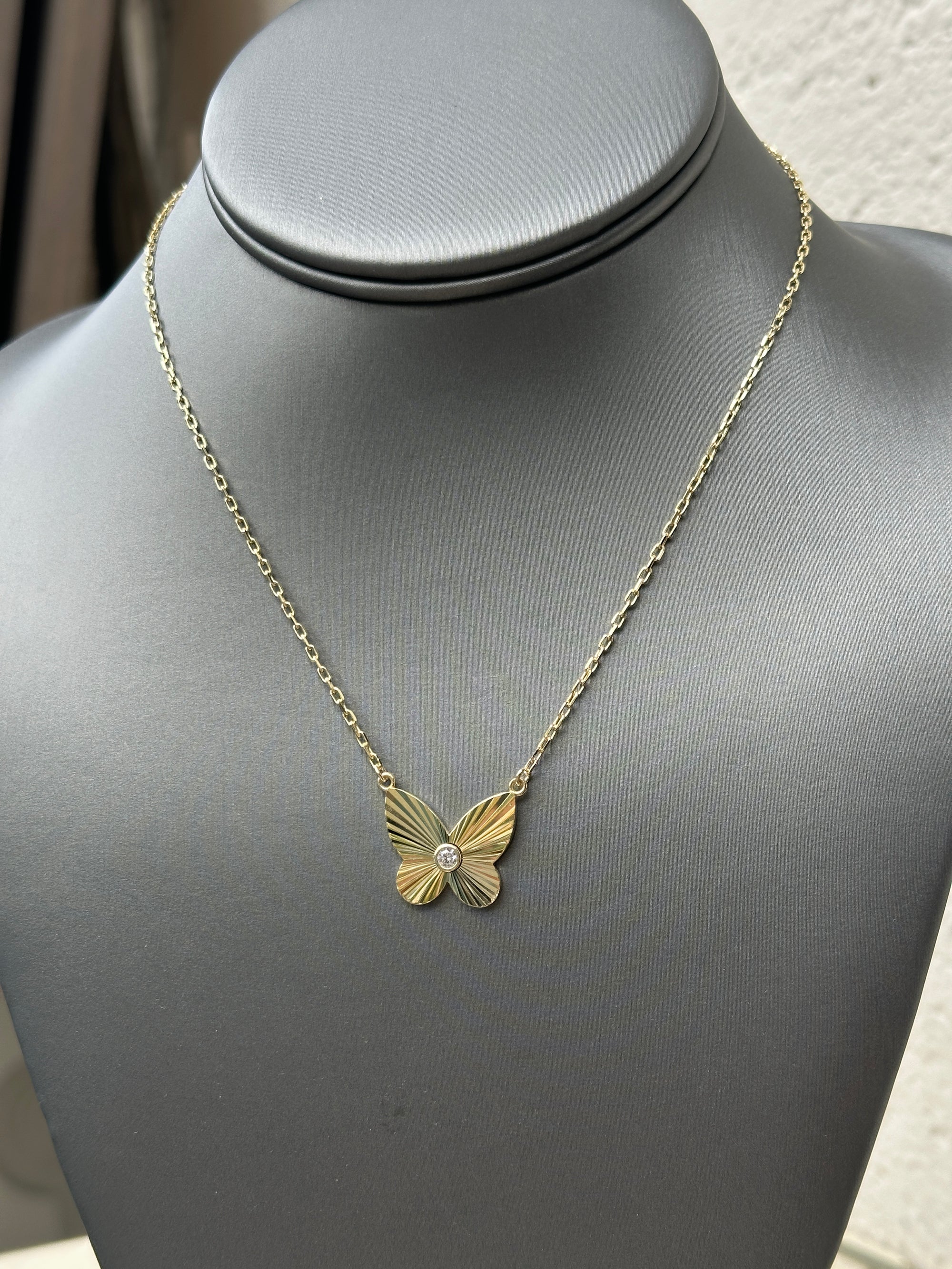 CZ Ridged Butterfly Necklace