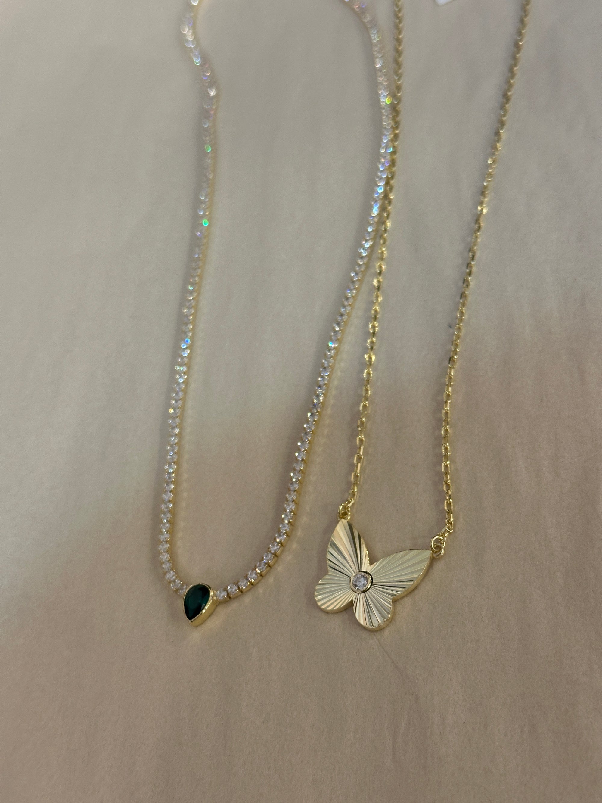 CZ Ridged Butterfly Necklace