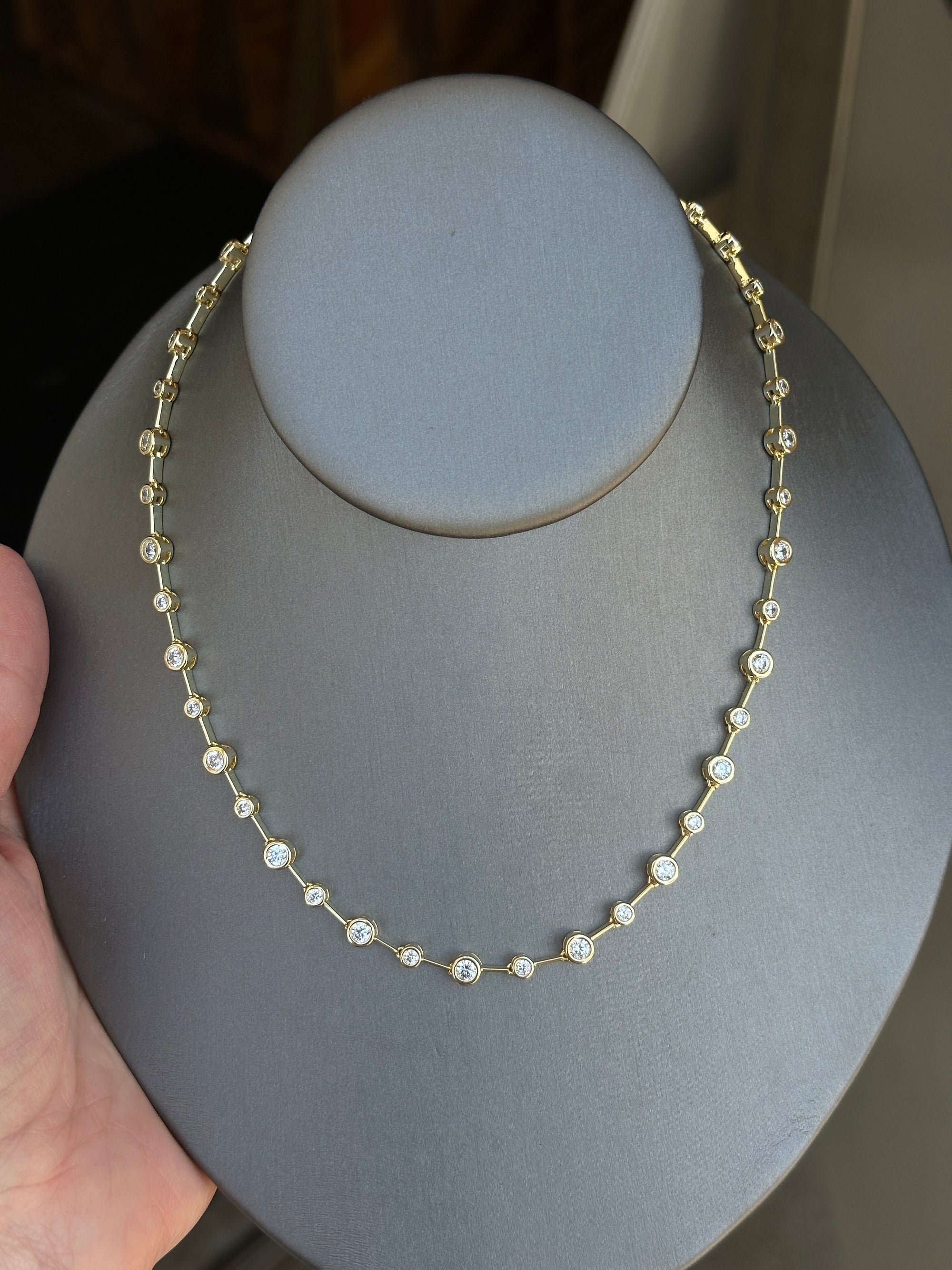 Multi Graduated Bezel Tennis Necklace