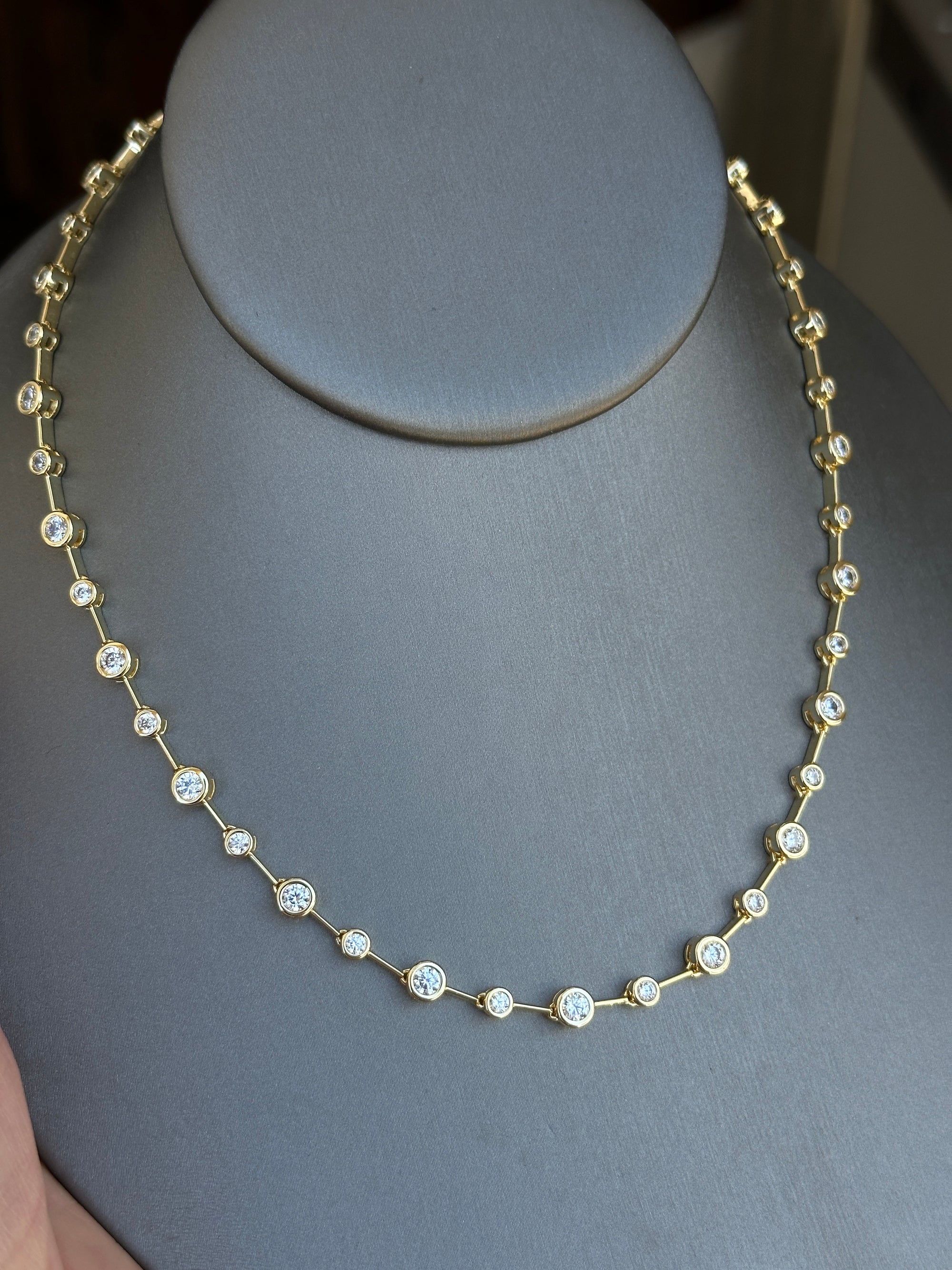 Multi Graduated Bezel Tennis Necklace