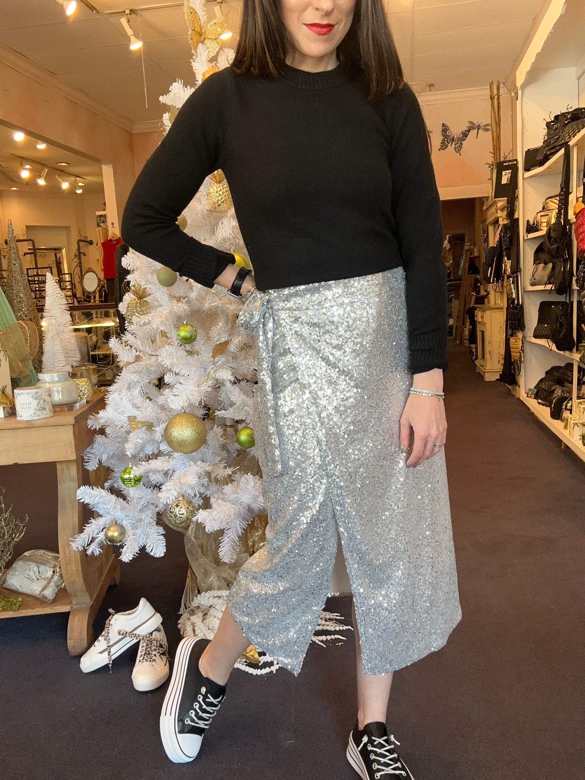 Silver Sequin Skirt