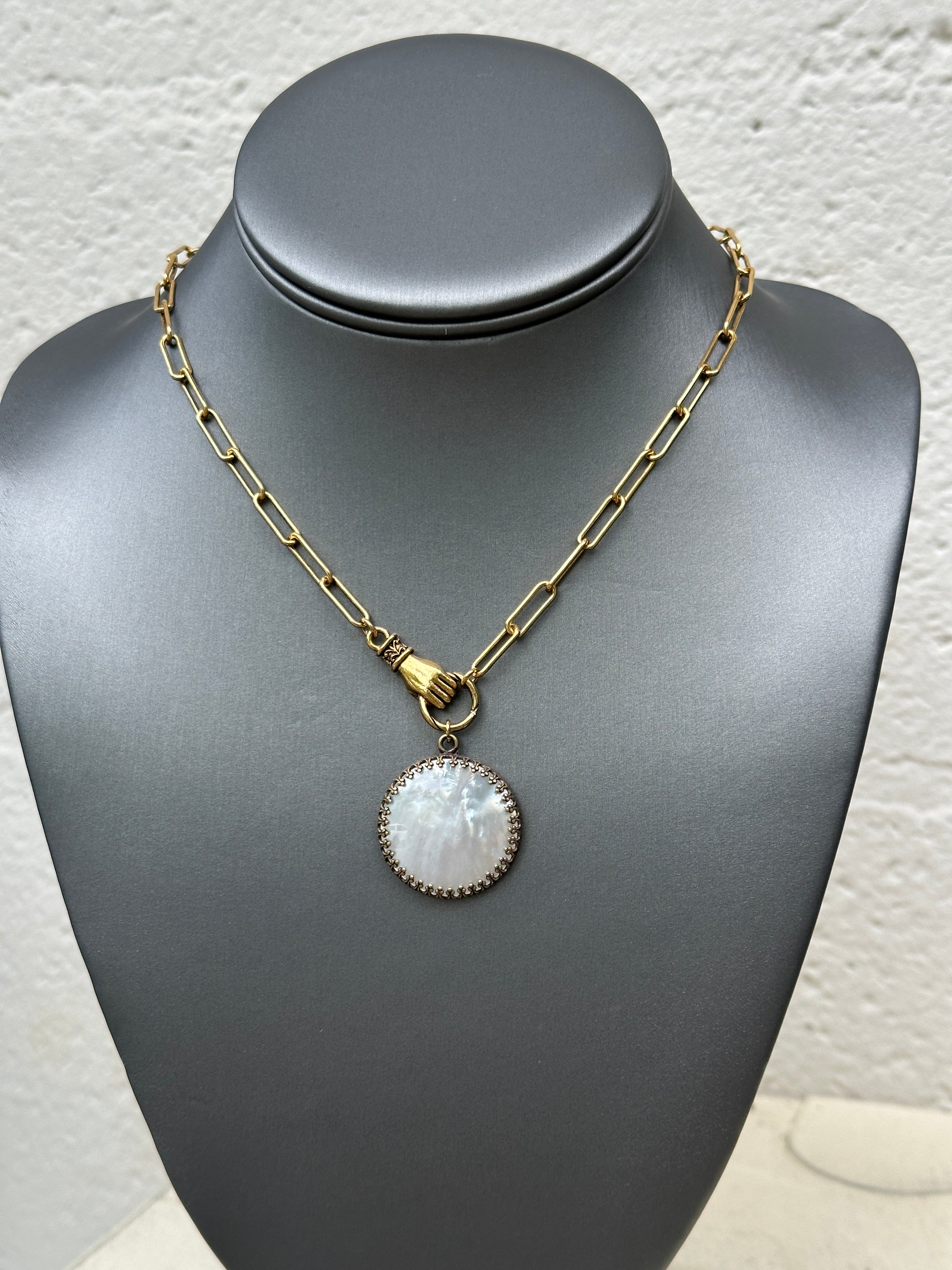 Mother of Pearl Hand Charm Necklace