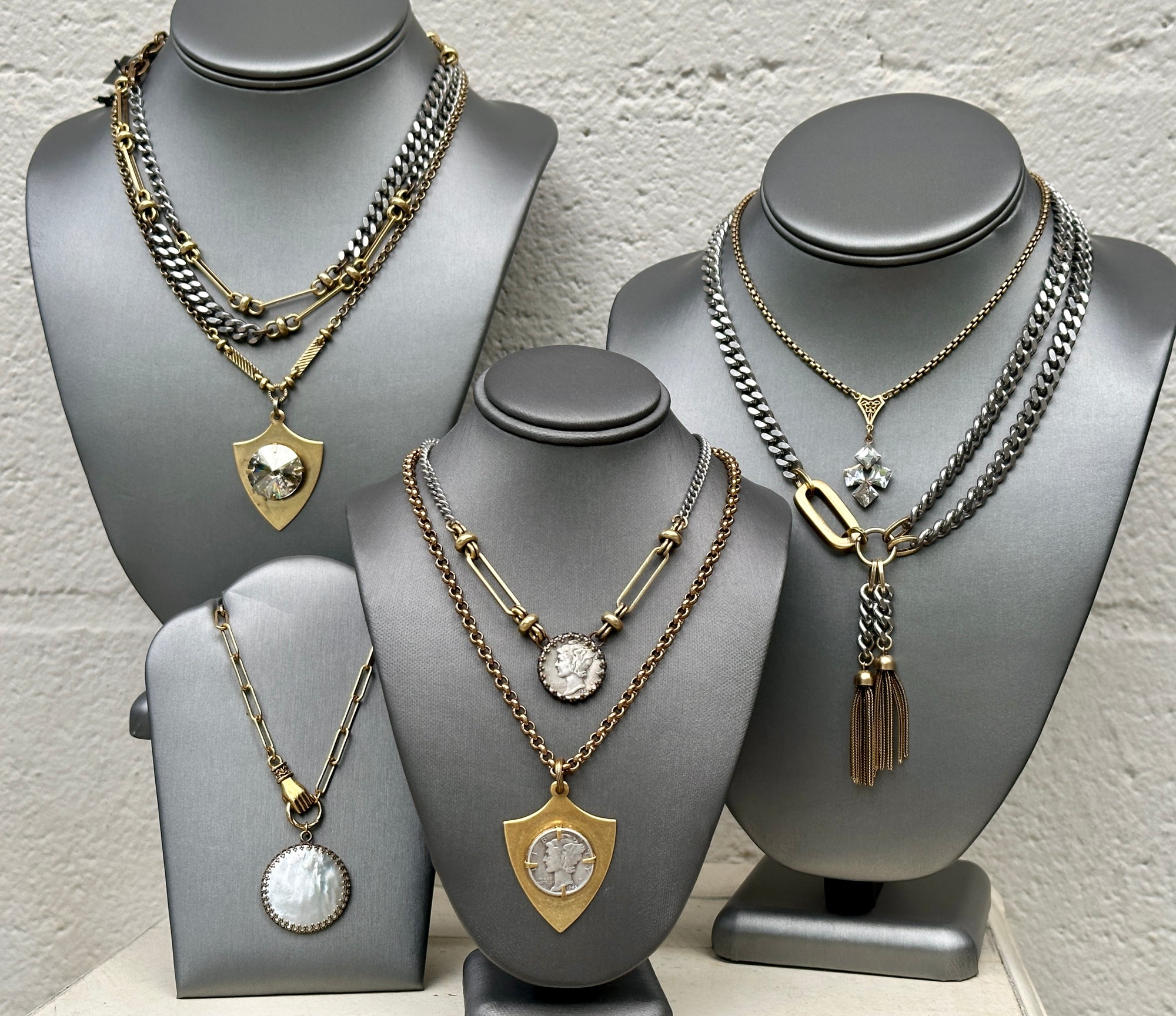 Stainless Steel & Brass Tassel Necklace