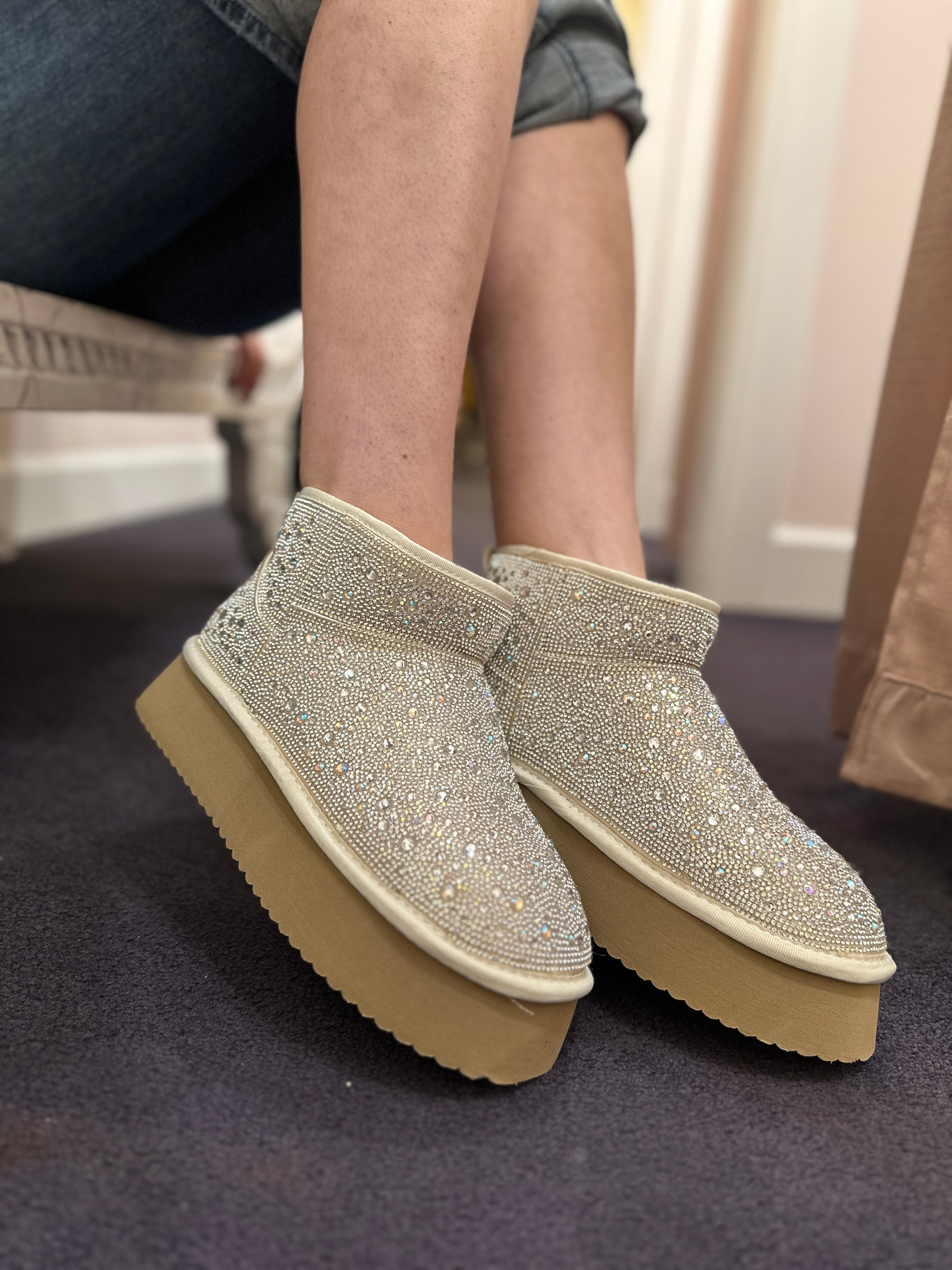 Crystal Platform Slipper Boot