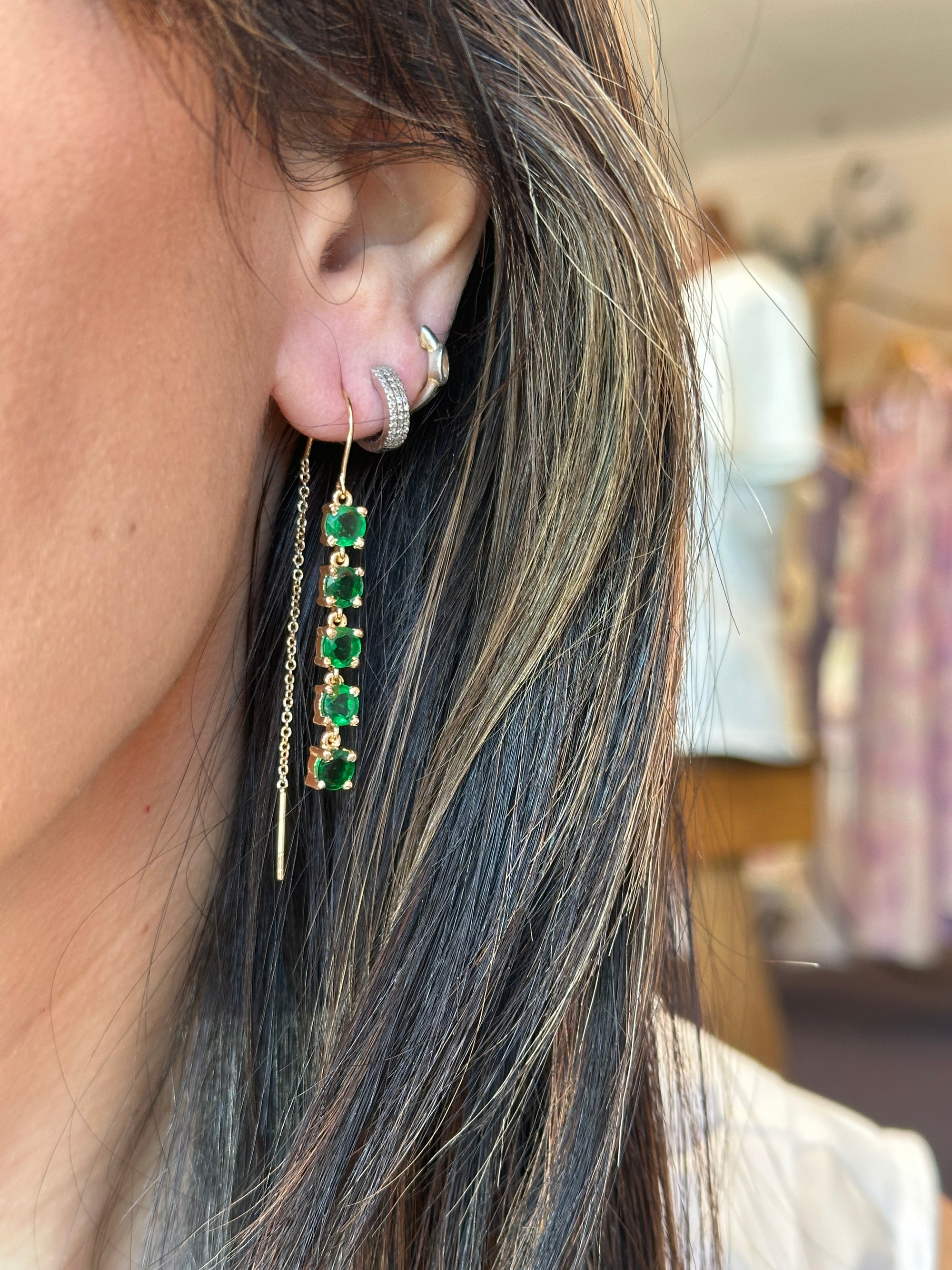 Emerald Threader Earrings