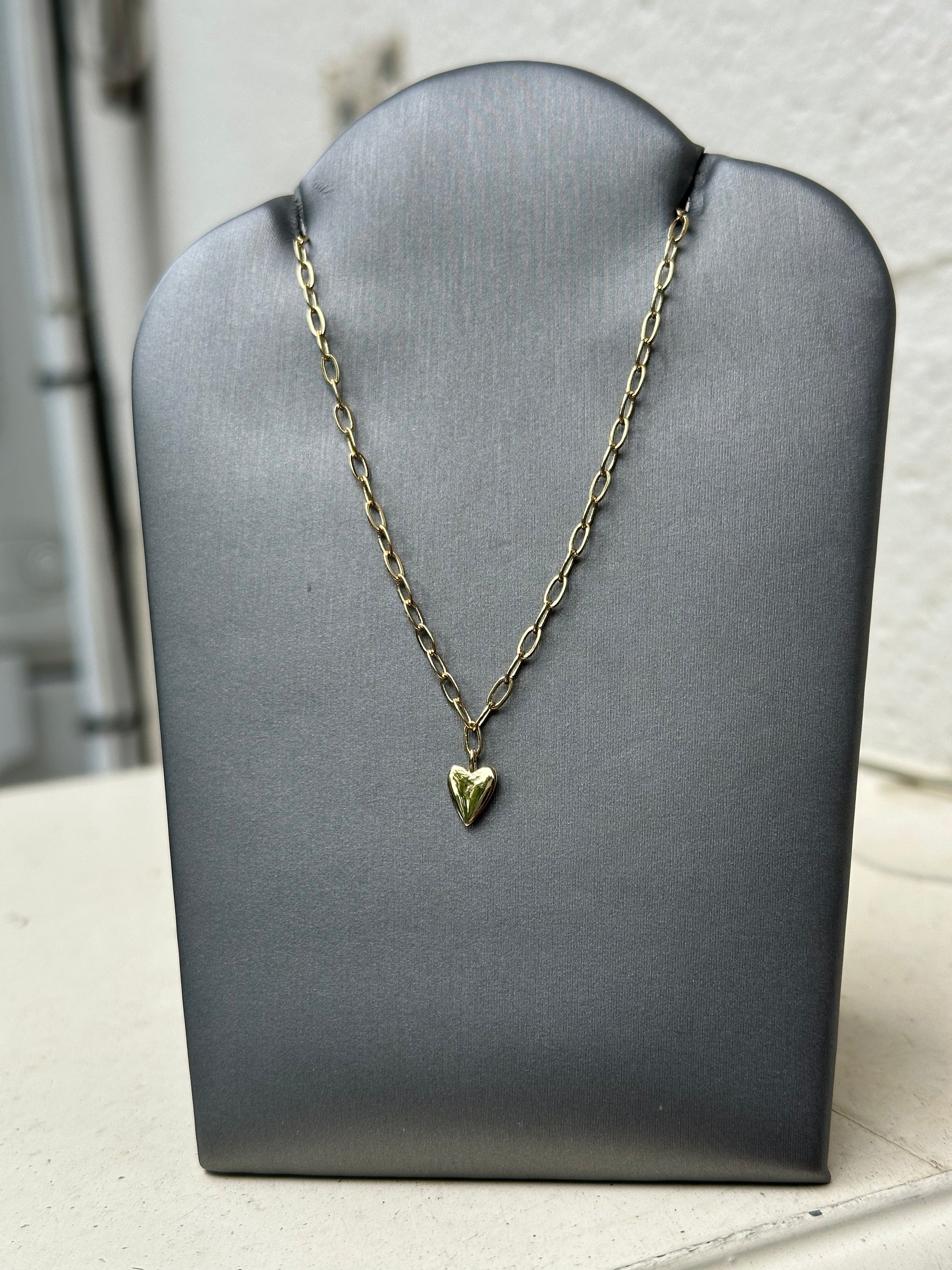 Tiny Paperclip Heart Necklace