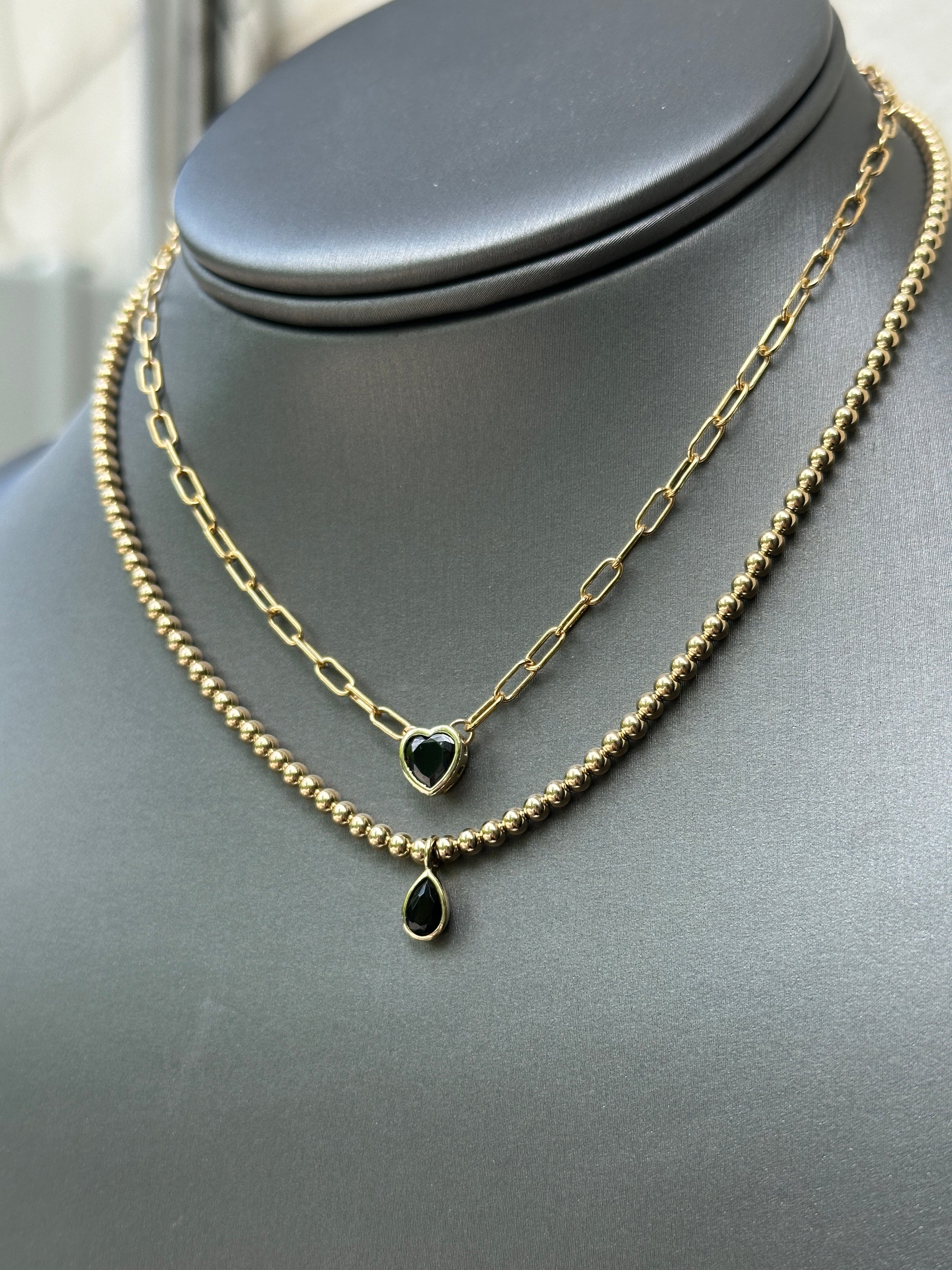 Black Crystal Heart Necklace