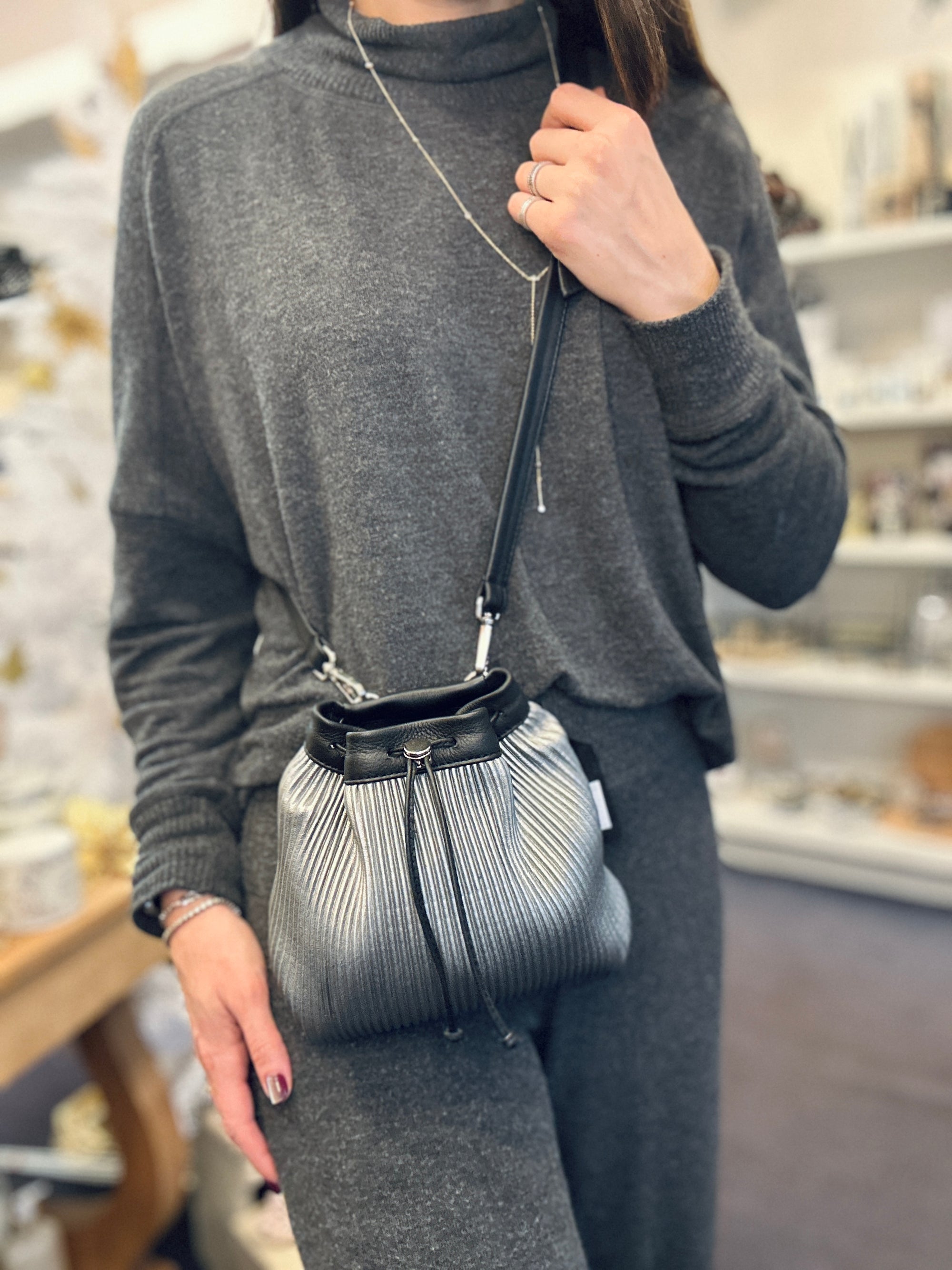 Oasis Leather Crossbody - Pewter