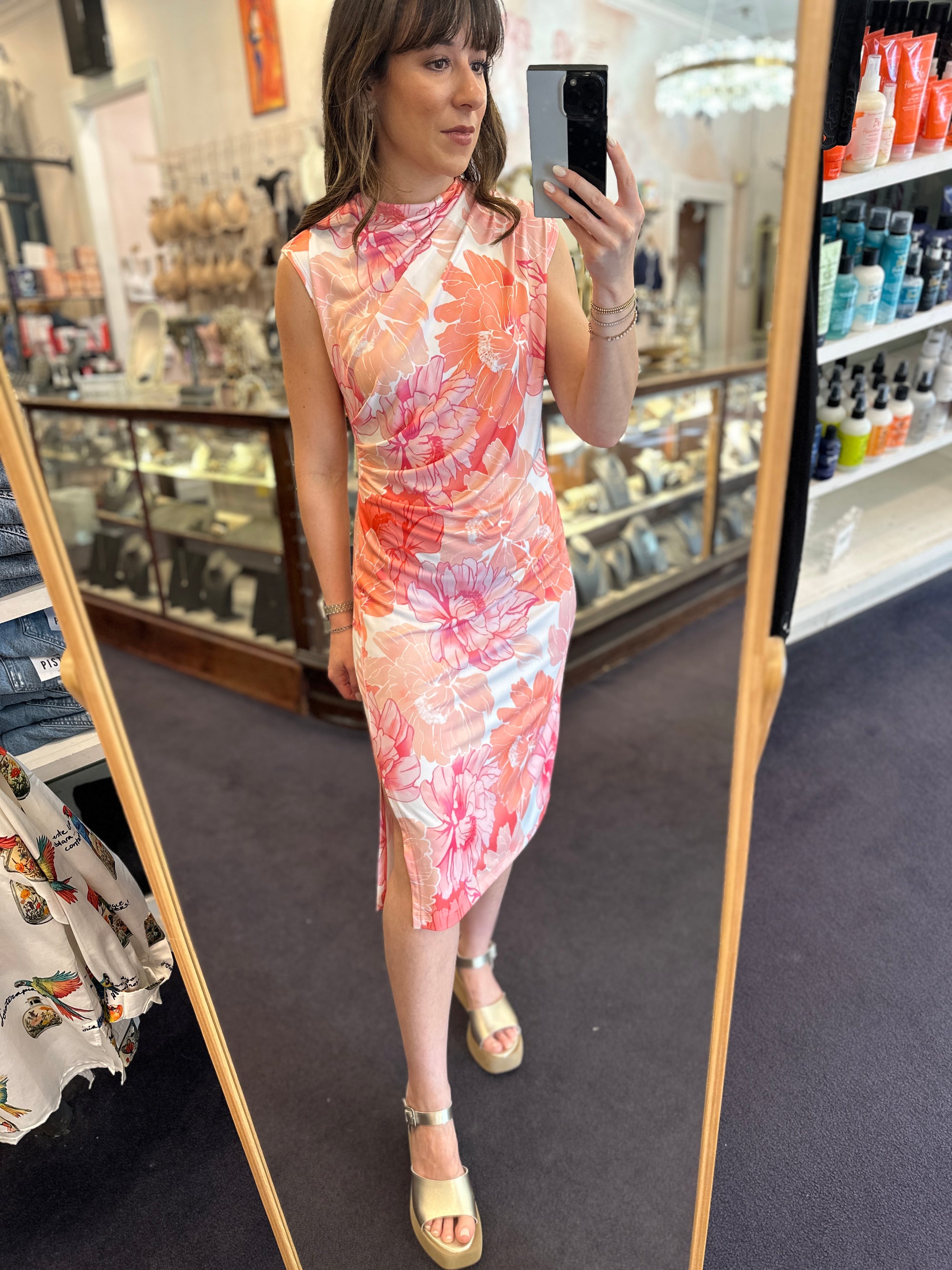 Sunset Petals Midi Dress