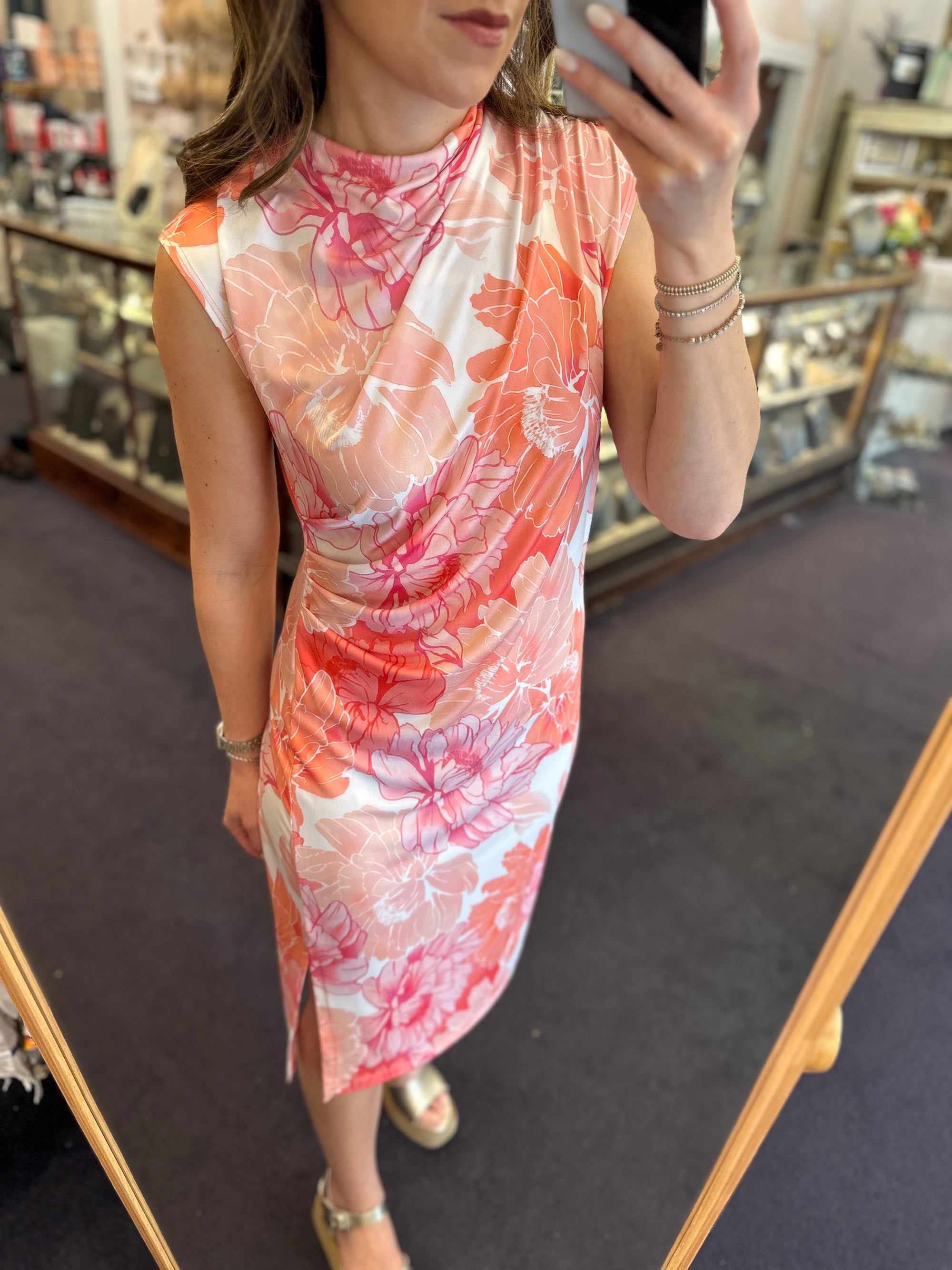 Sunset Petals Midi Dress