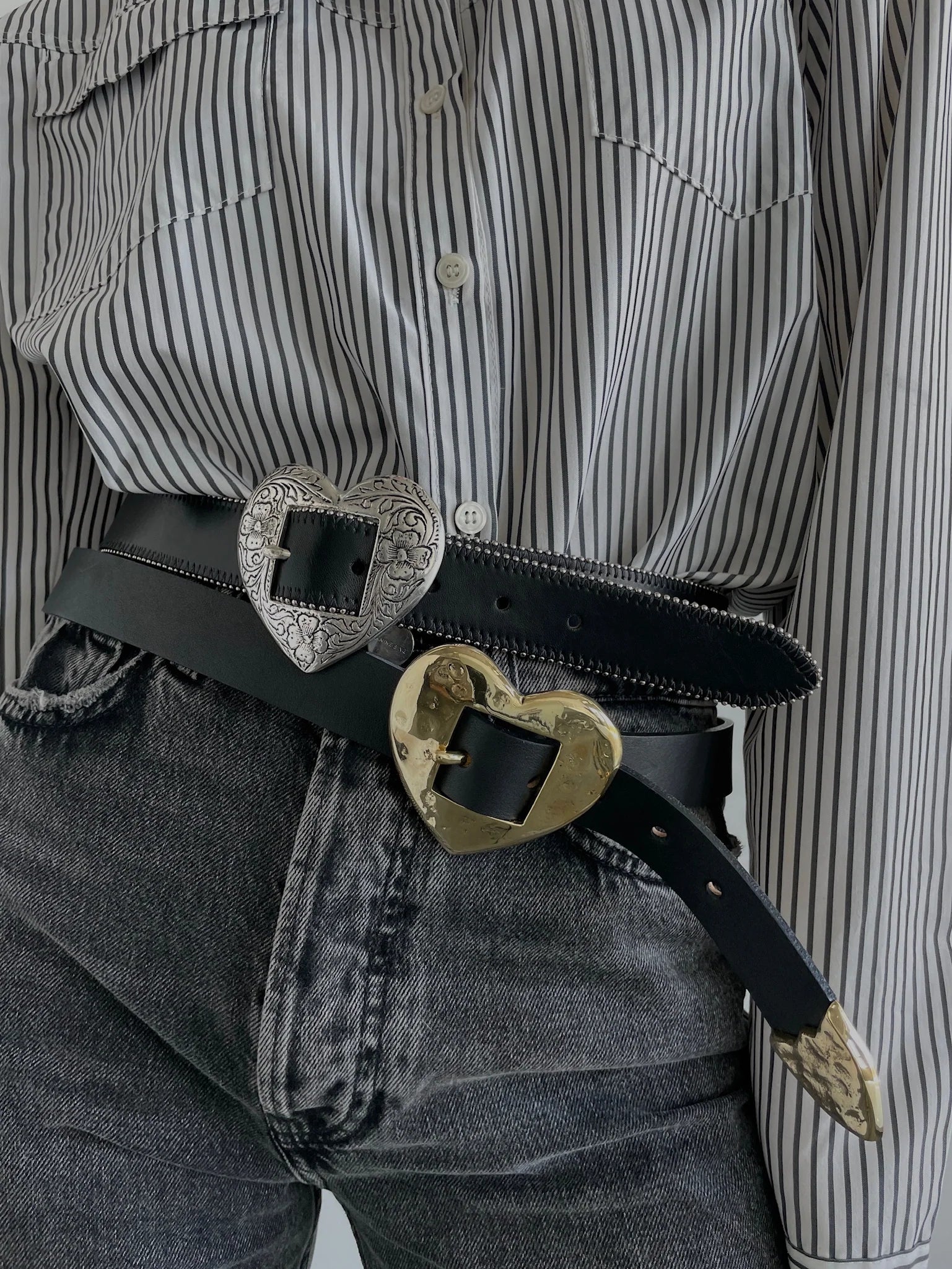 Hammered Heart Leather Belt