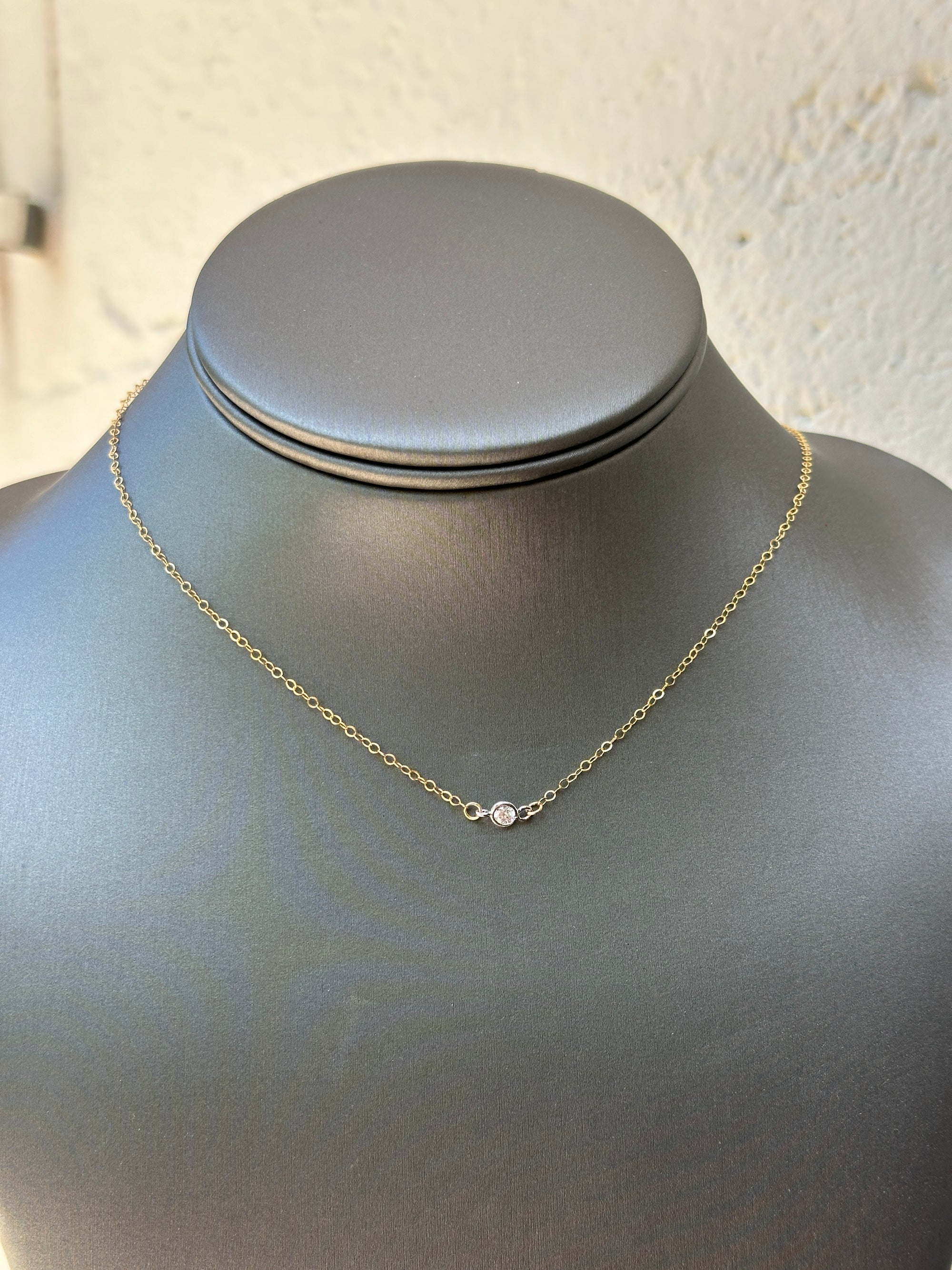 Single CZ Link Necklace