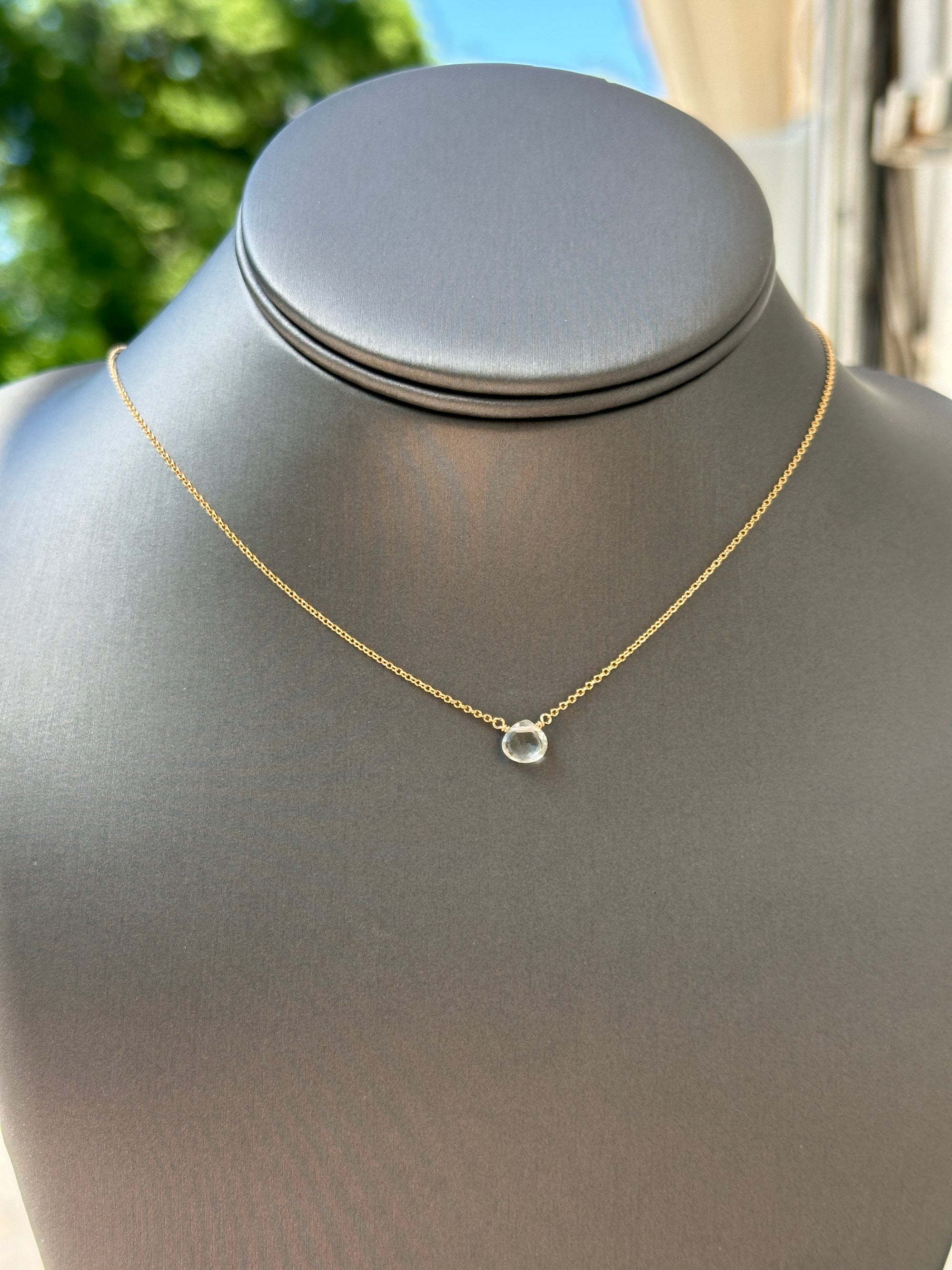 Dainty Gemstone Teardrop Necklace