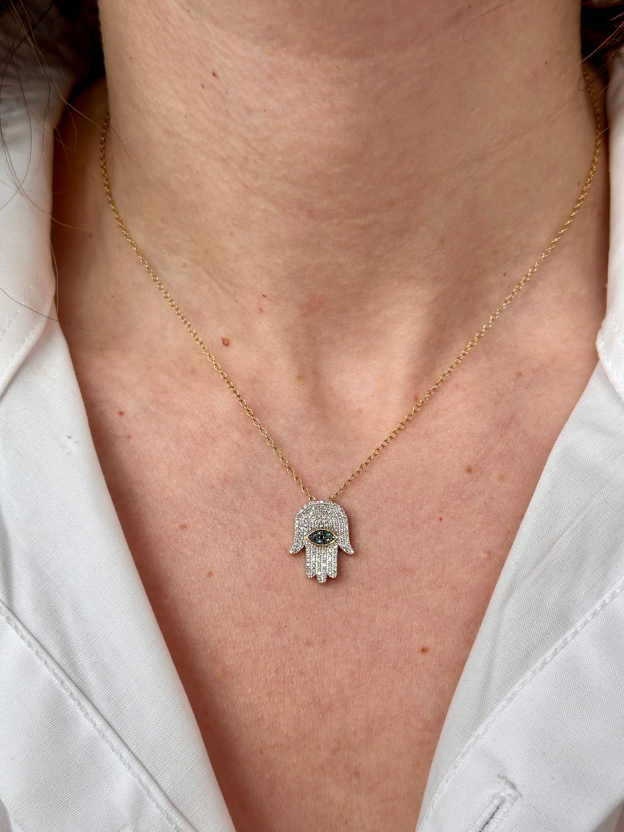 Vibrant Diamond Hamsa Necklace