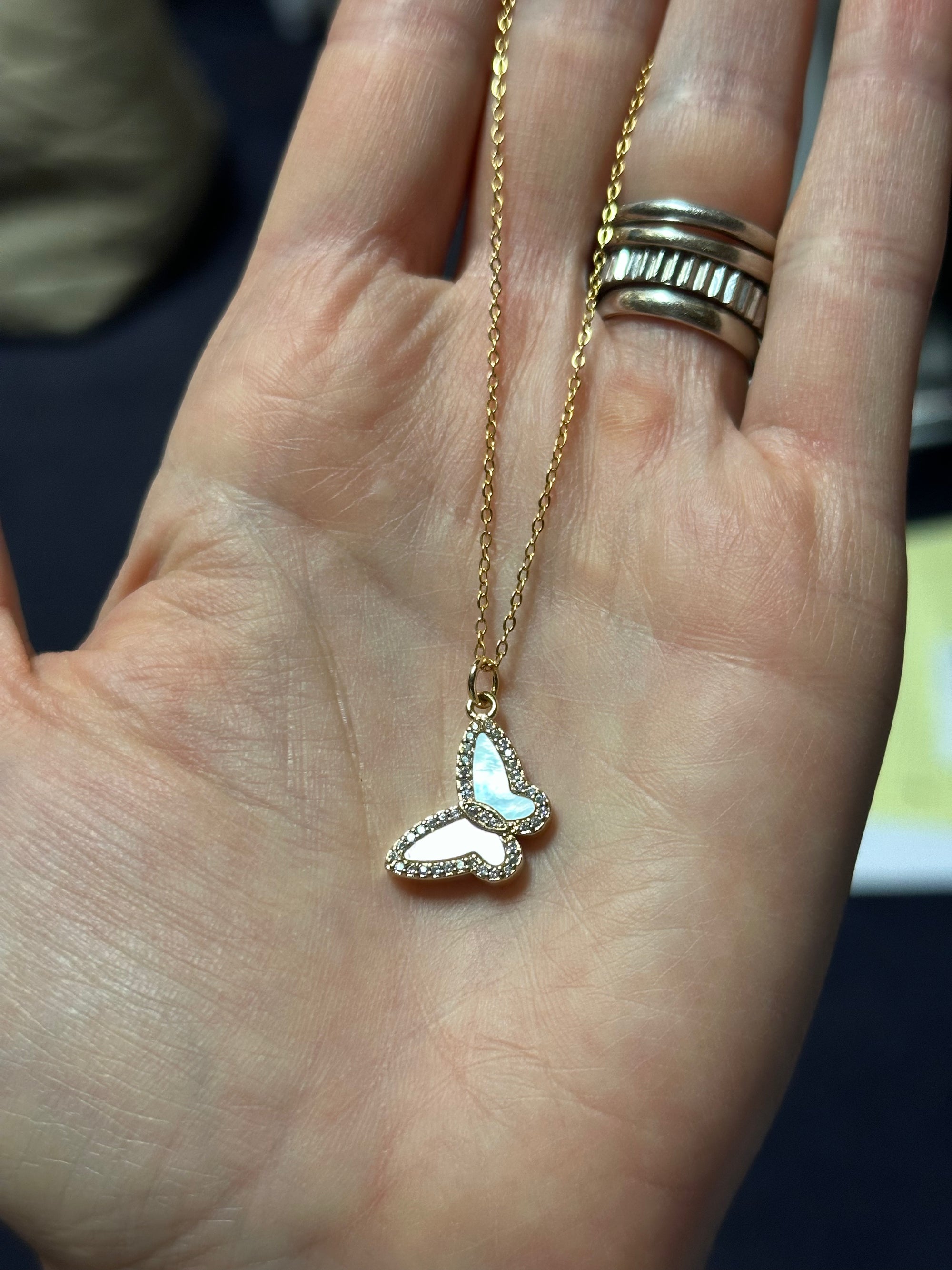 Mother of Pearl Butterfly Necklace