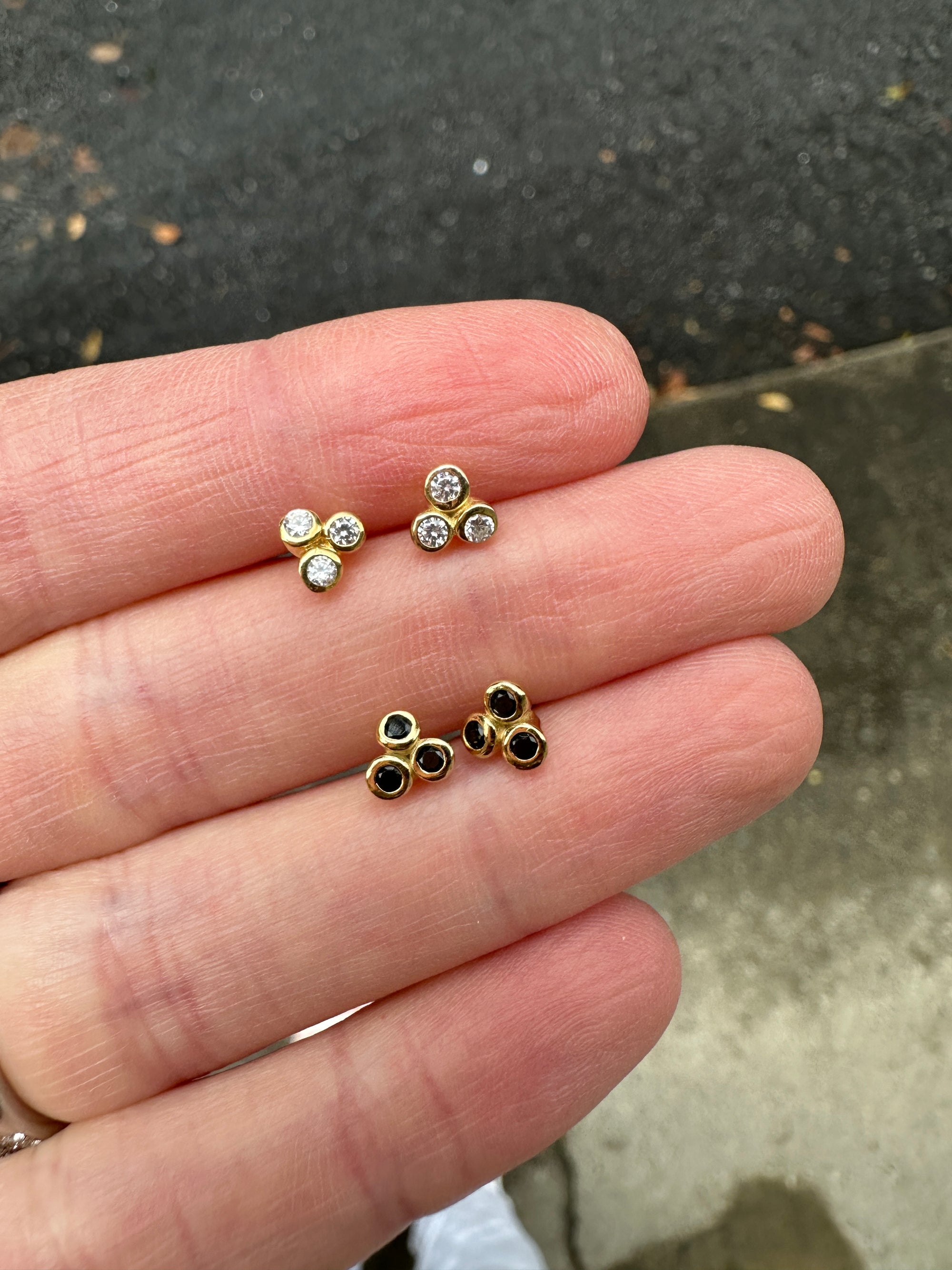 Bezel Trio Studs