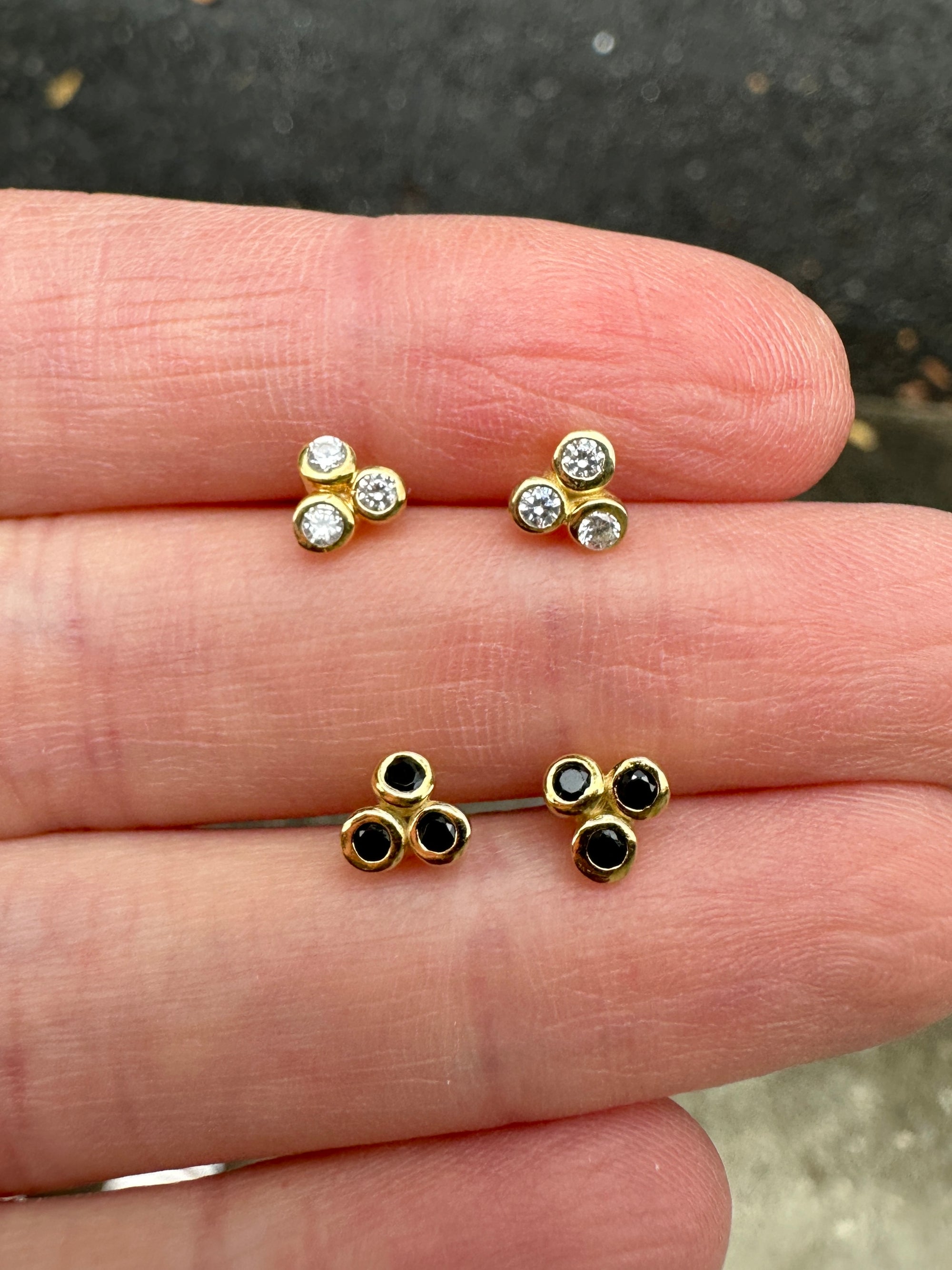 Bezel Trio Studs