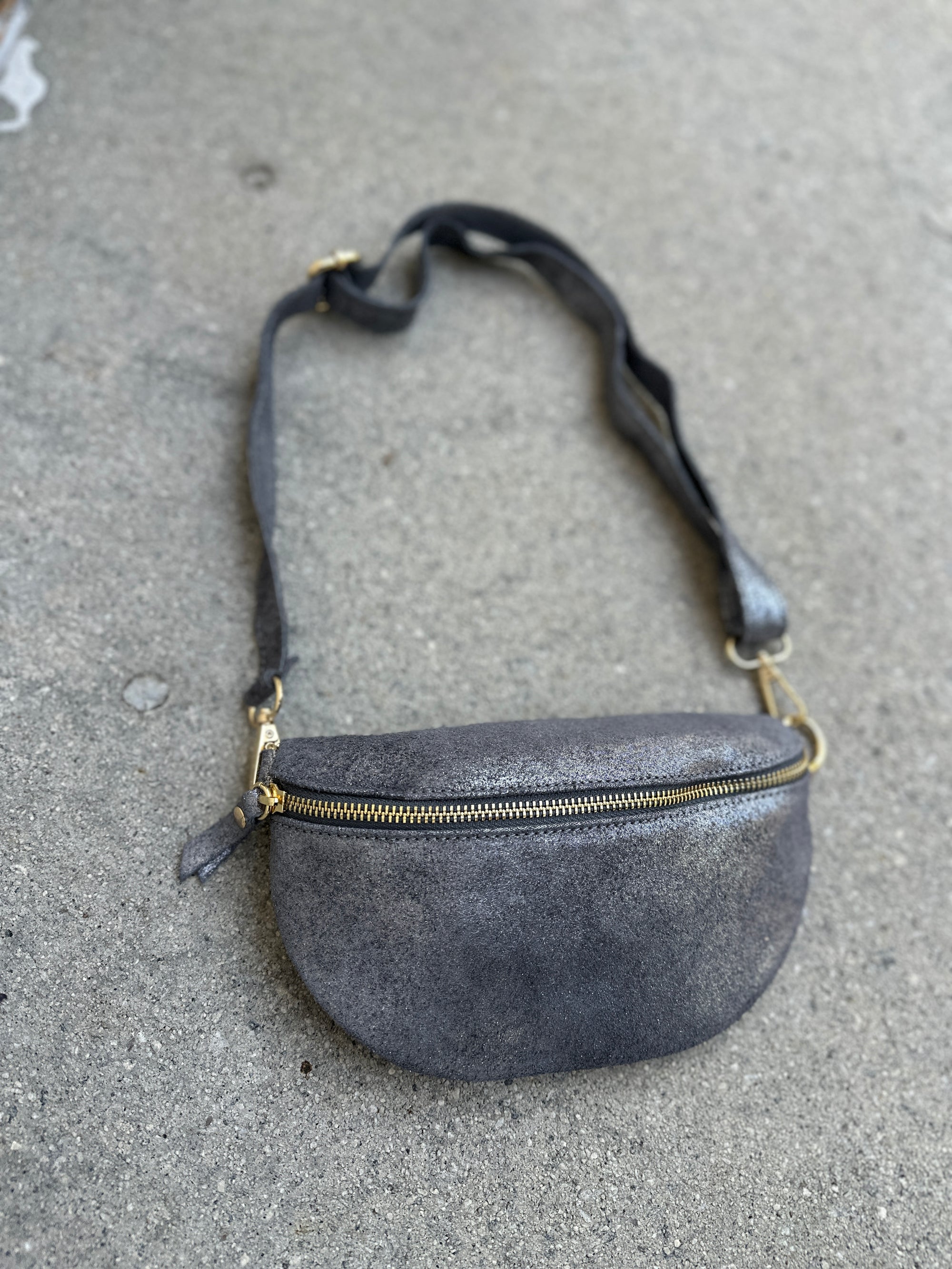 Metallic Leather Sling Bag