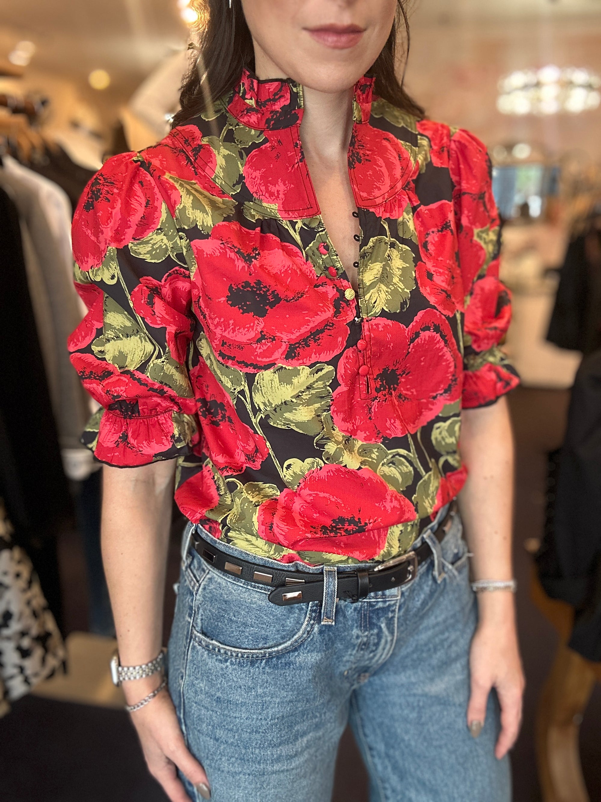 Edith Top in Black Rose