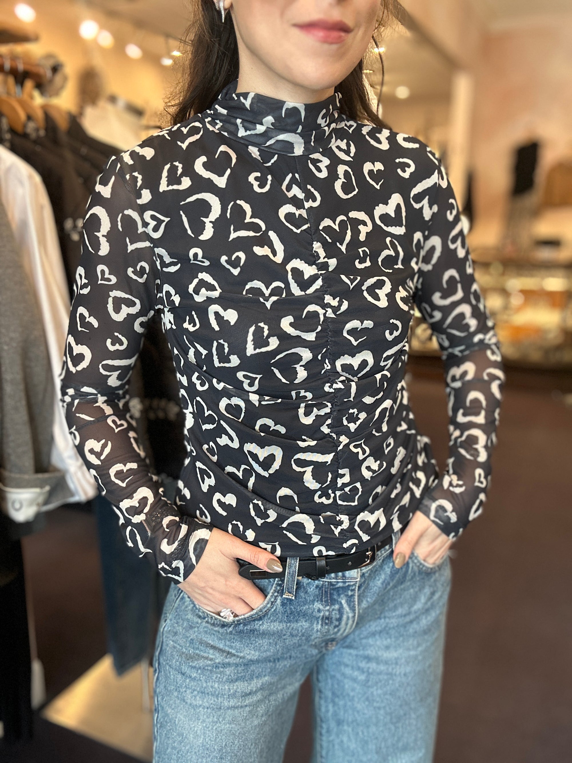 Iris Mesh Top - Hearts