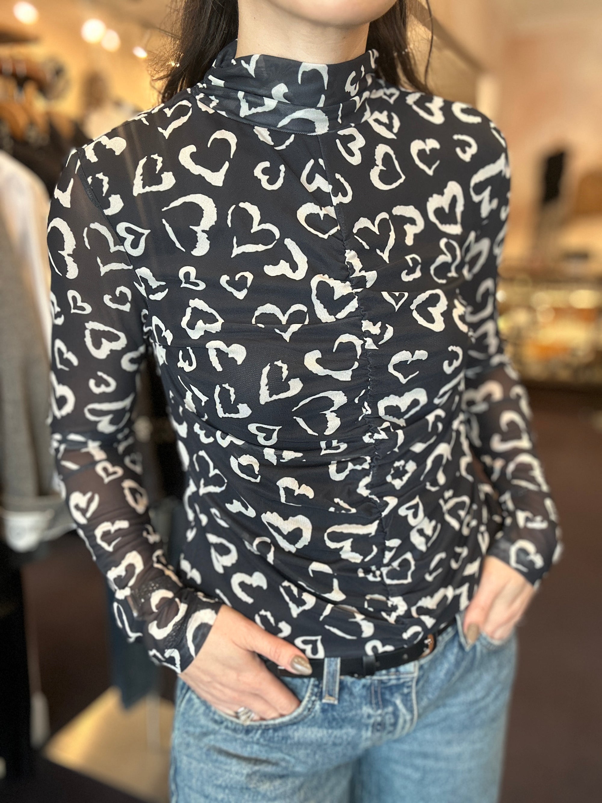Iris Mesh Top - Hearts