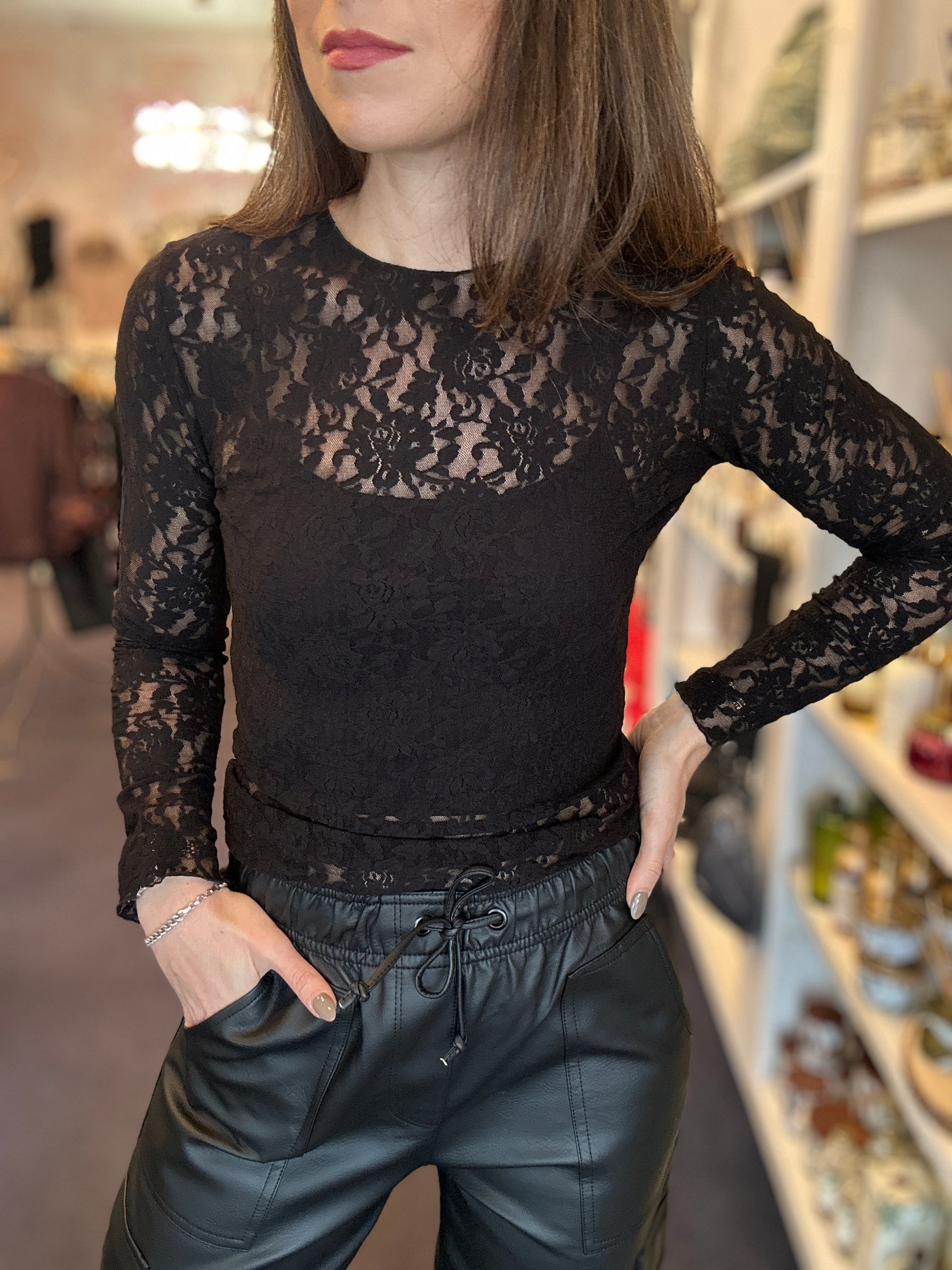 Signature Lace Long Sleeve Top