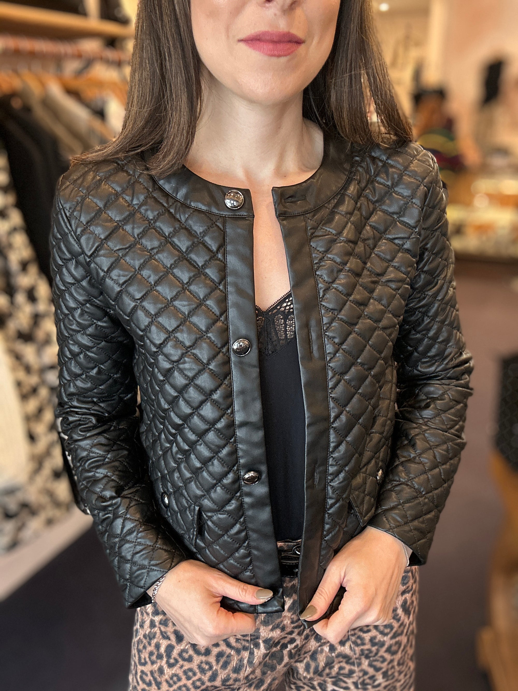 Quilted Vegan Leather Jacket
