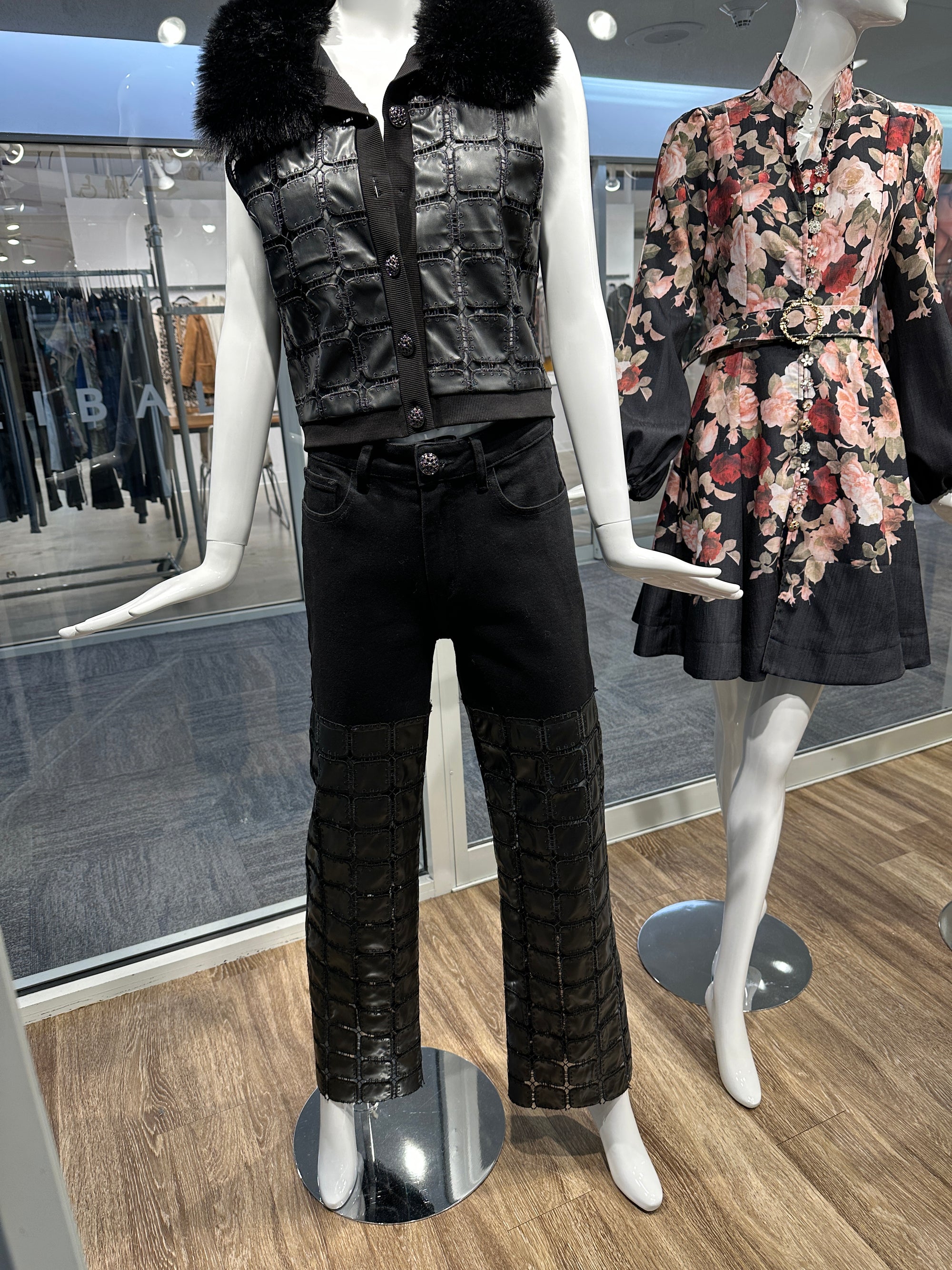 Leather Detail Jeans