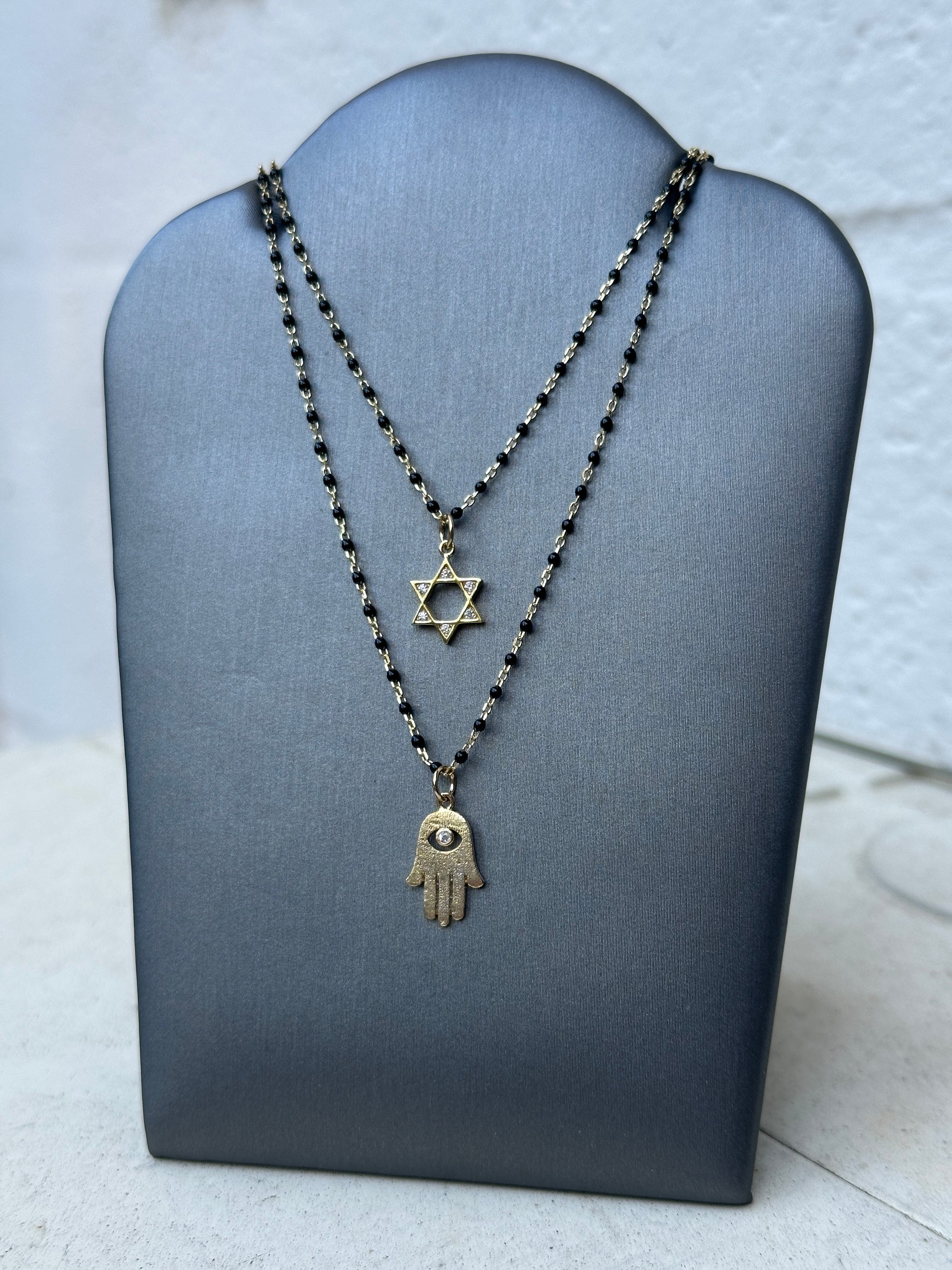 Enamel Beaded Judaica Charm Necklace