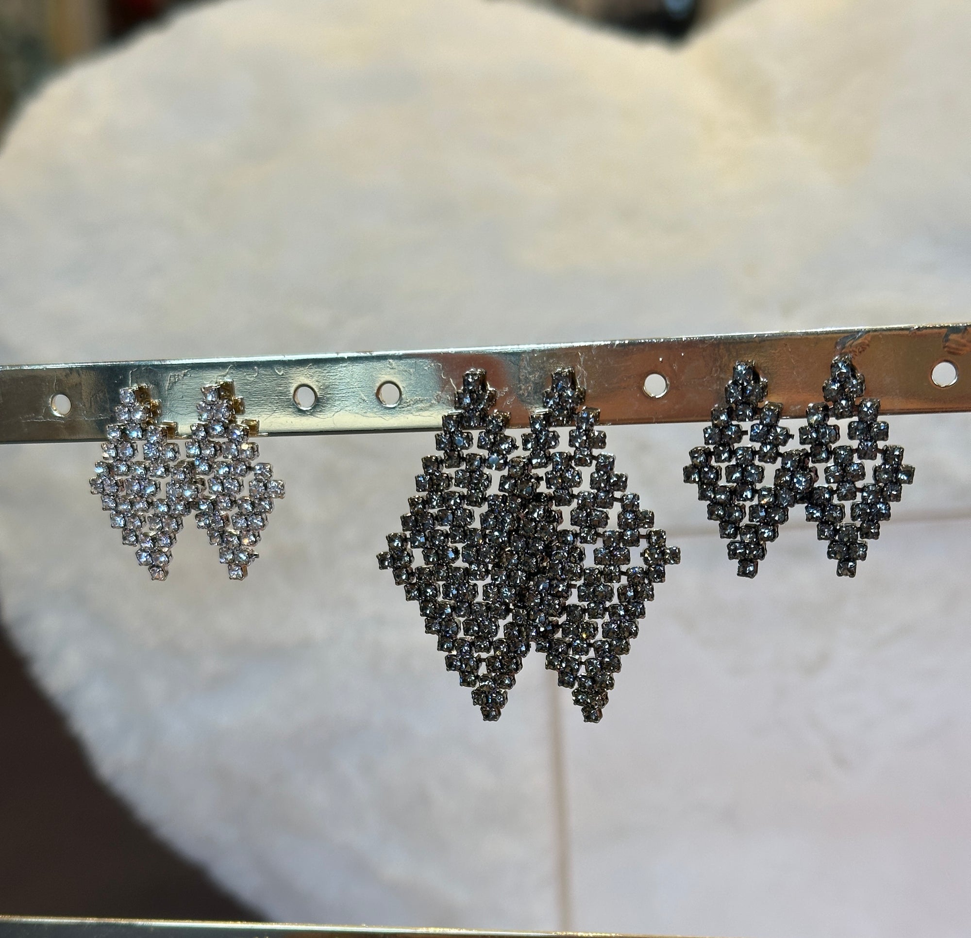 Mini Diamond Shape Crystal Statement Earrings