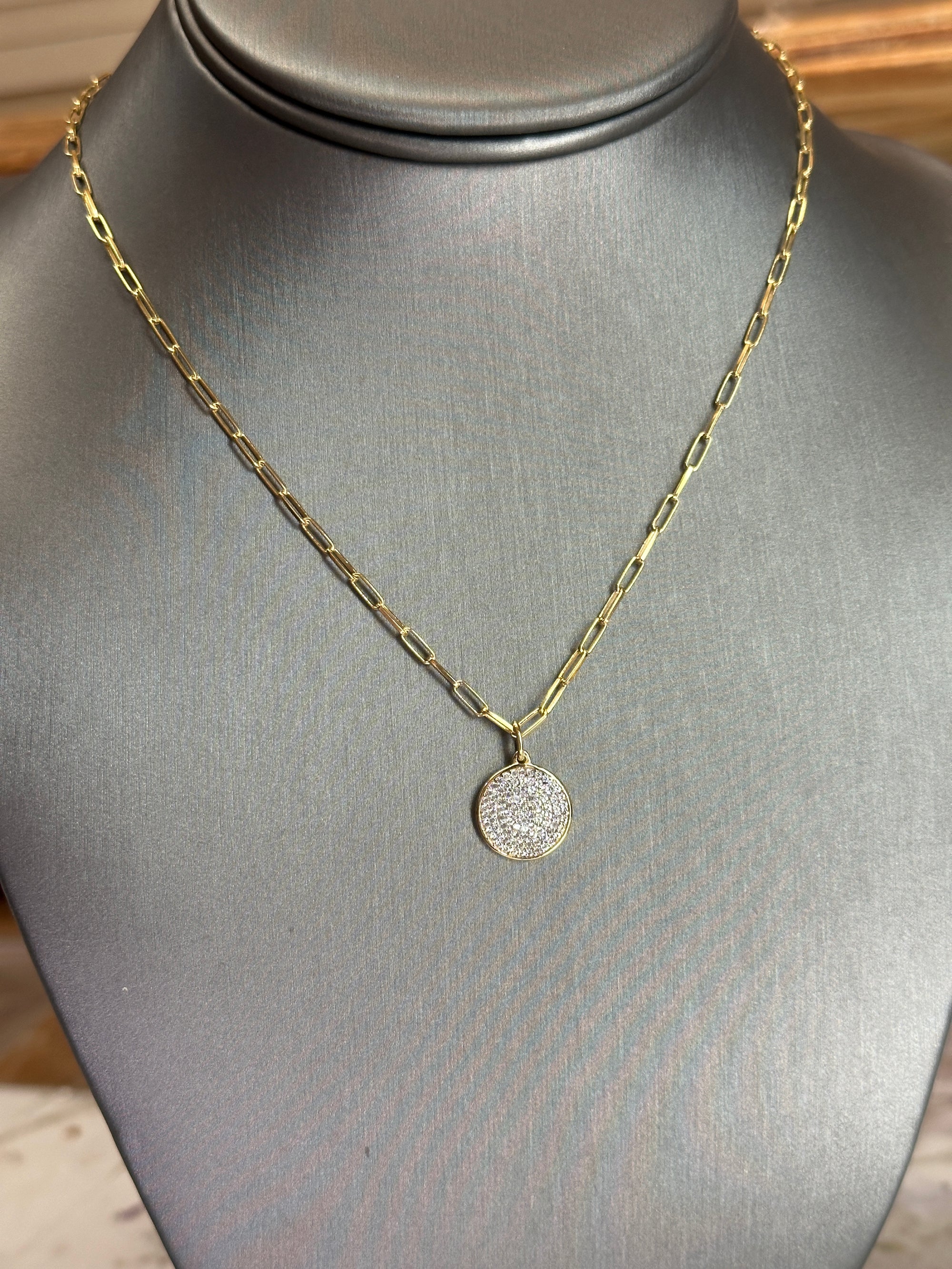 Pave Zircon Disc Necklace