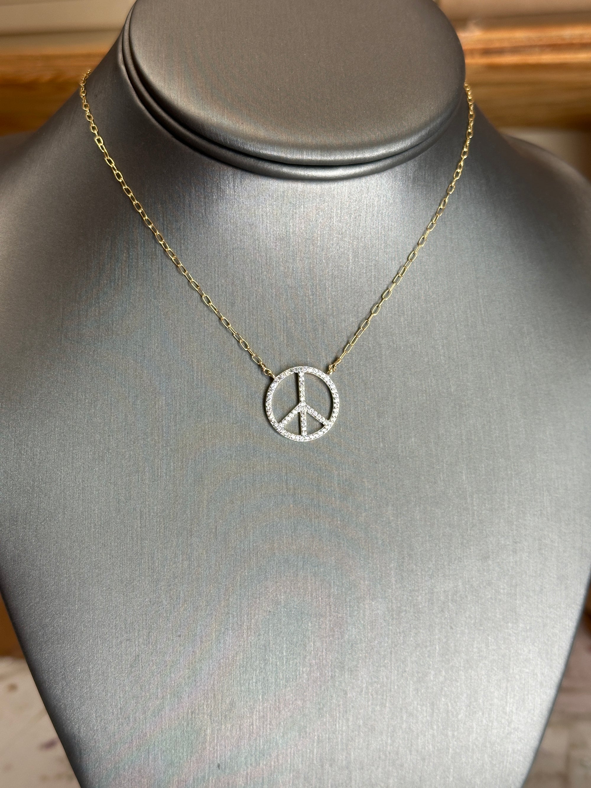 Pavè Zircon Peace Necklace